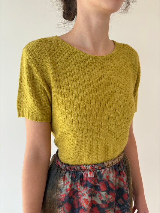 Top texturat lime green din mix de lana extrafina