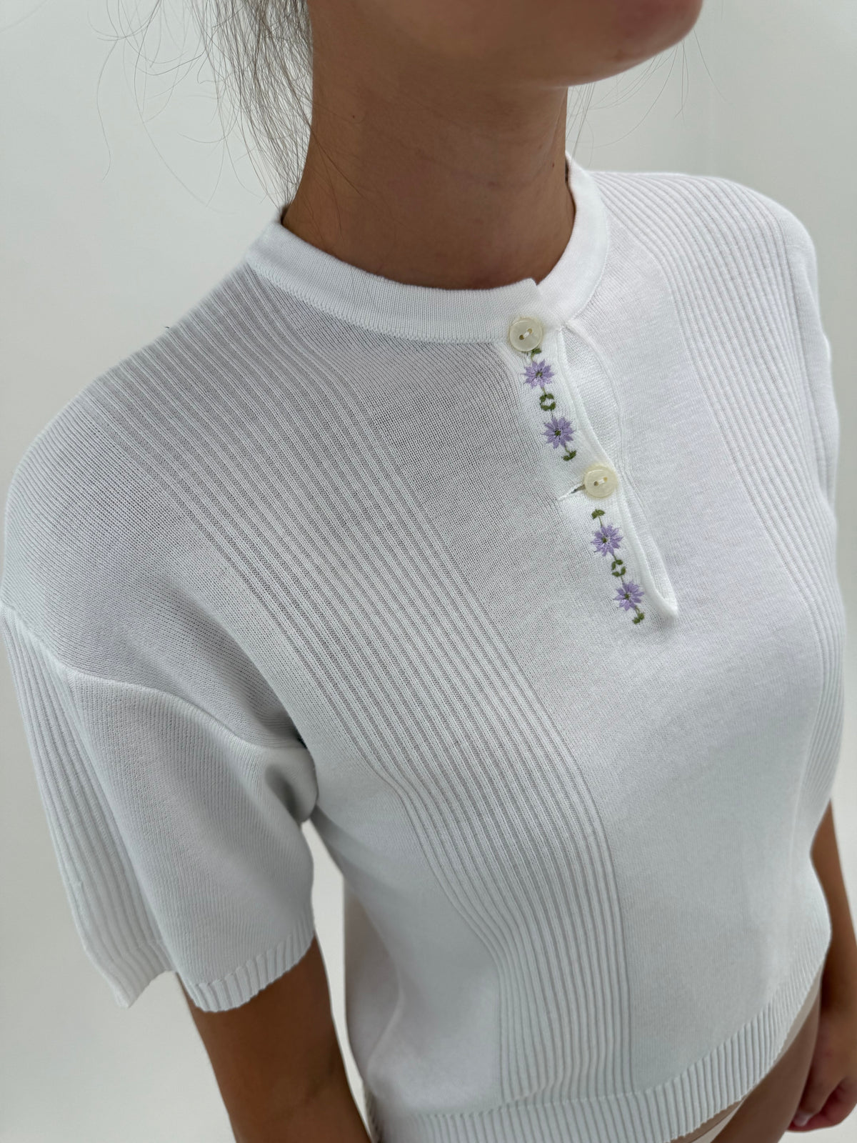 Top vintage italian tricot din bumbac mercerizat extrem de calitativ