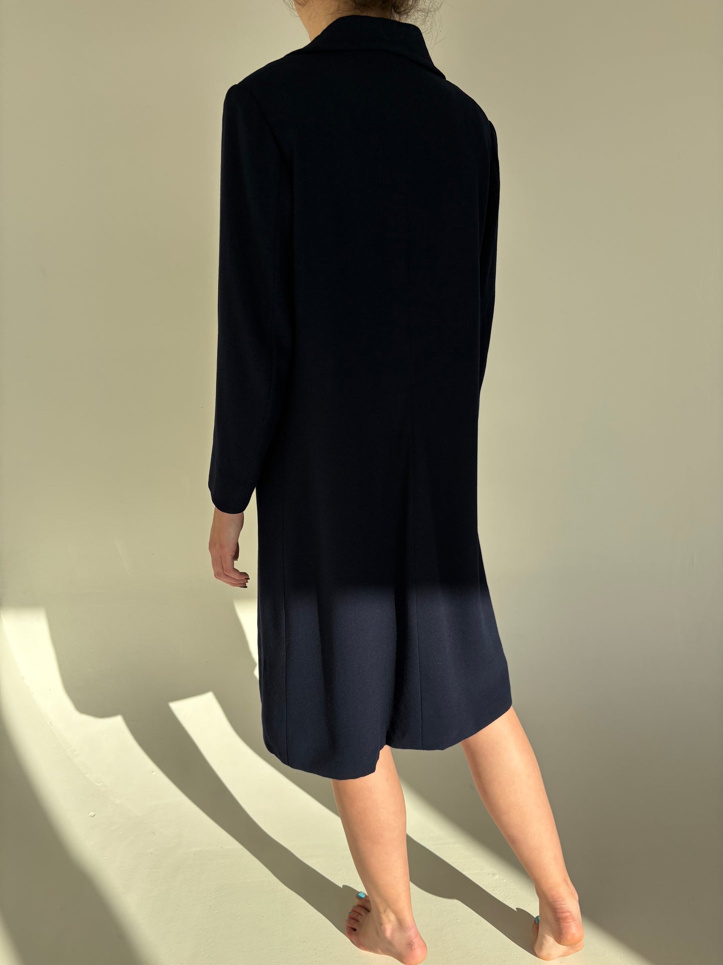 Palton vintage petite Navy blue din lana ușor structurată