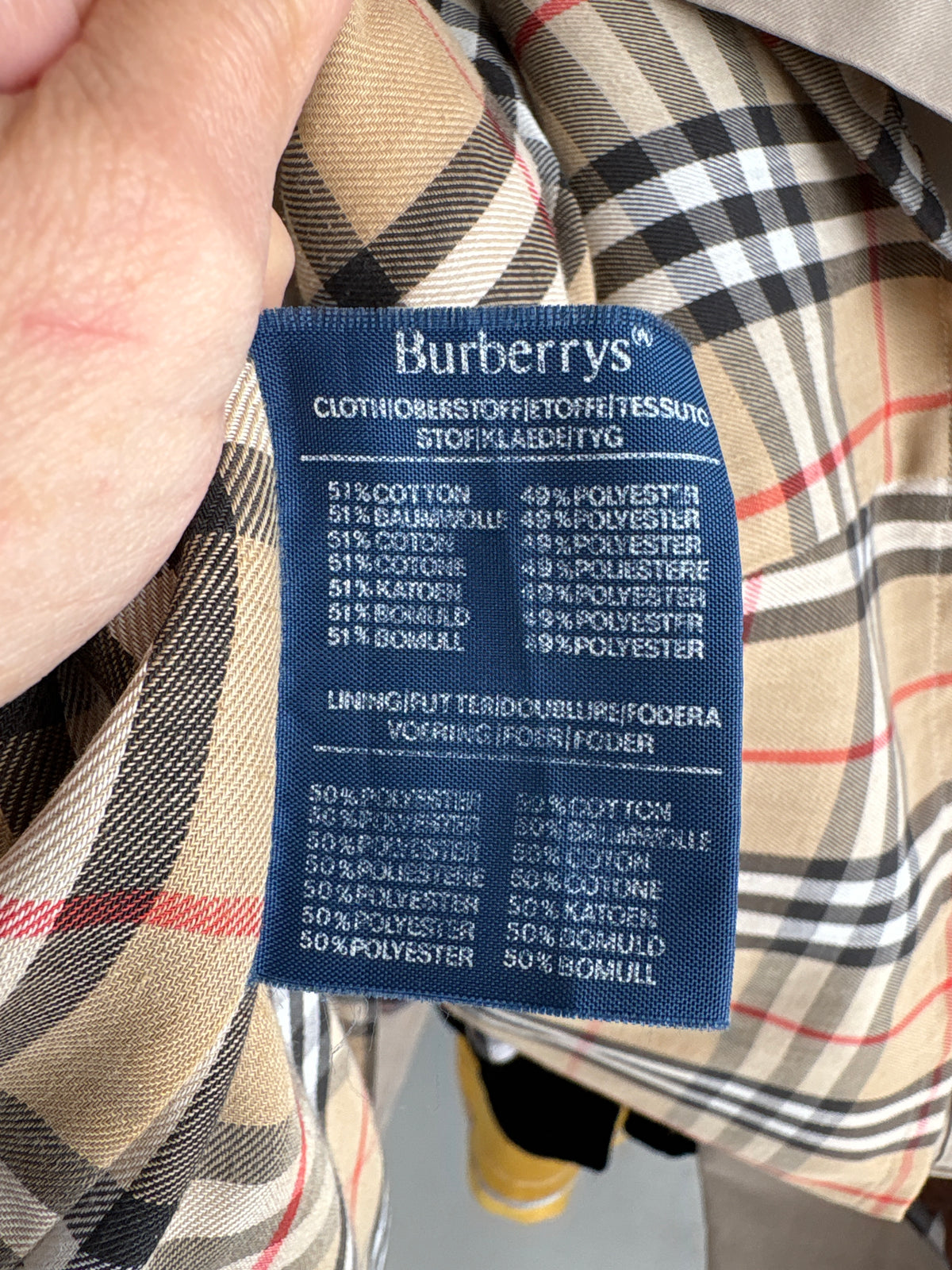 Trench Burberry vintage din gabardină de bumbac cu interior cu print specific brandului