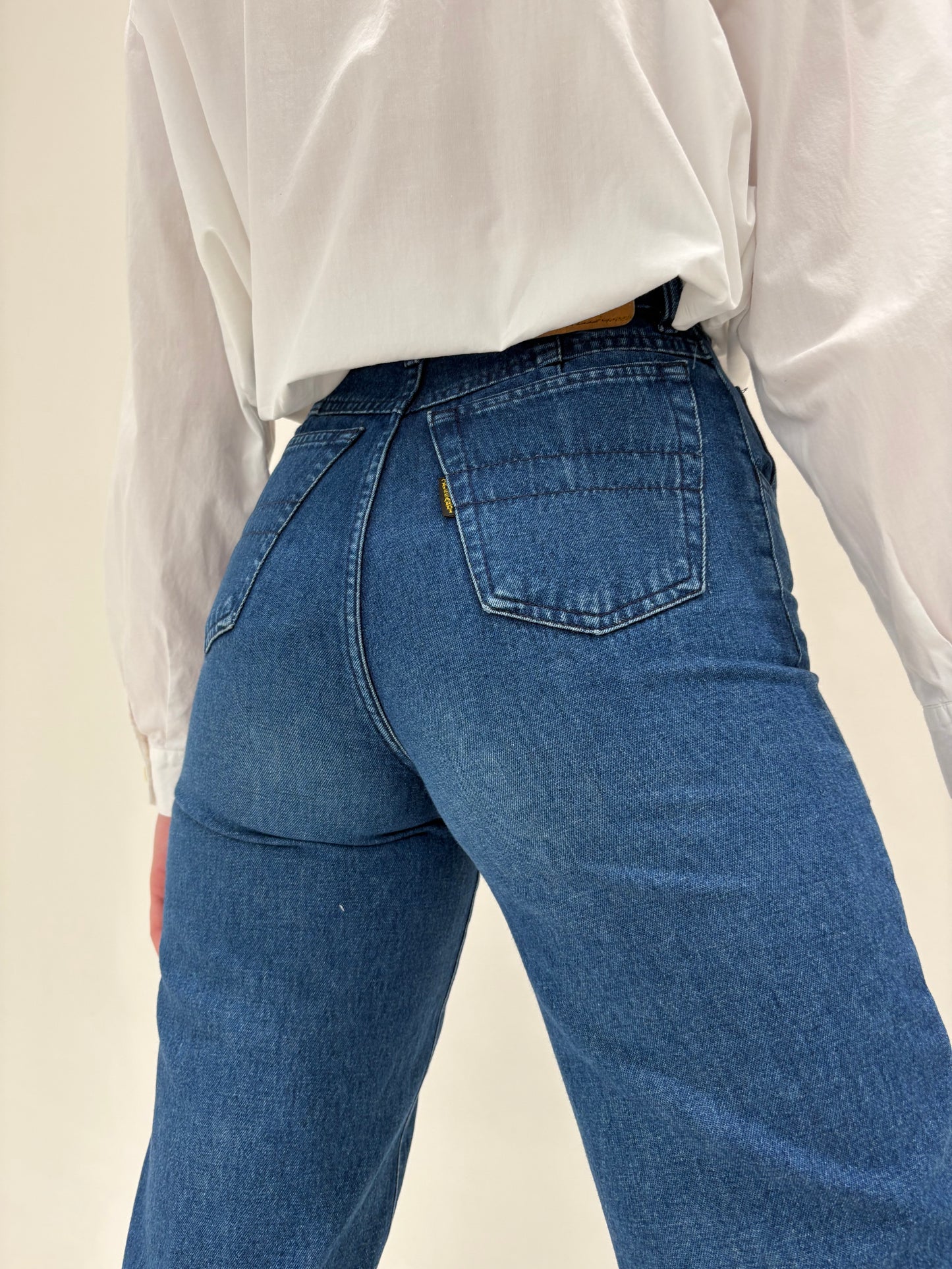 Jeans luxury Trussardi indigo wash cu talie înaltă