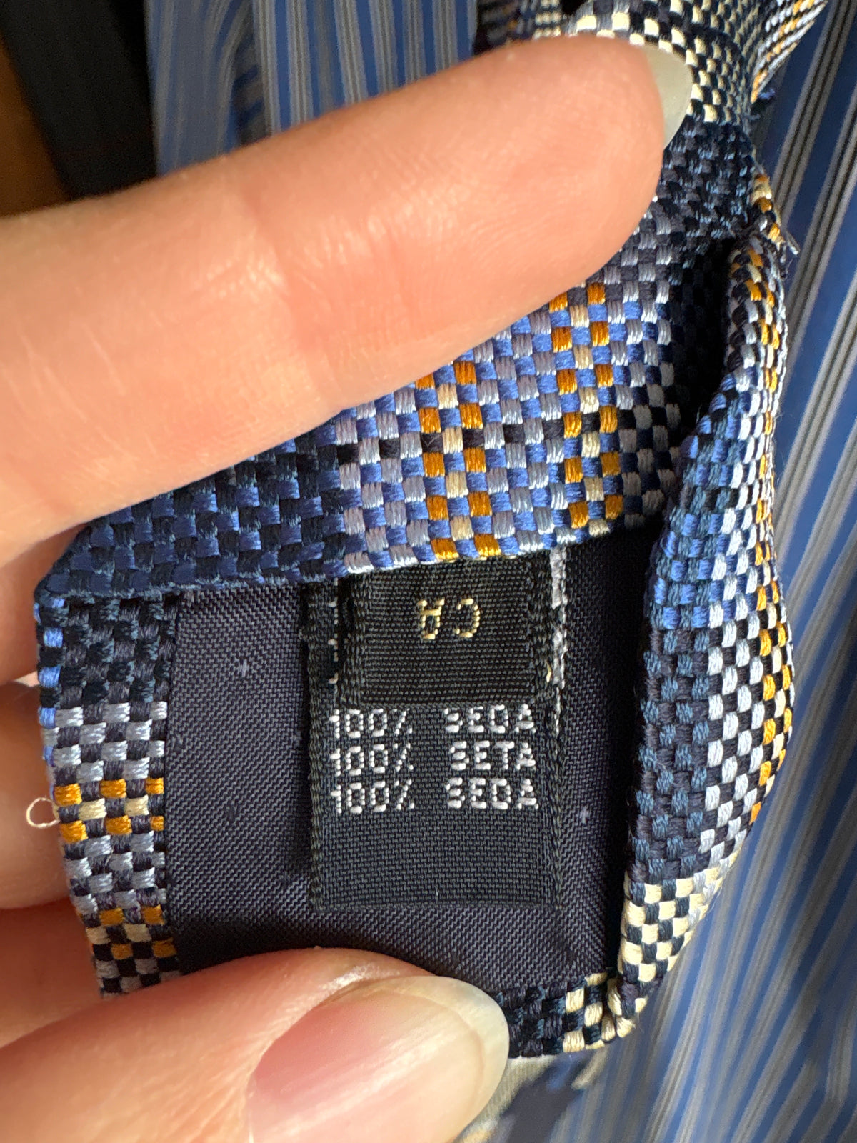 Cravata Paul&Shark în carouri din mătase naturala jacquard cu țesătură texturată