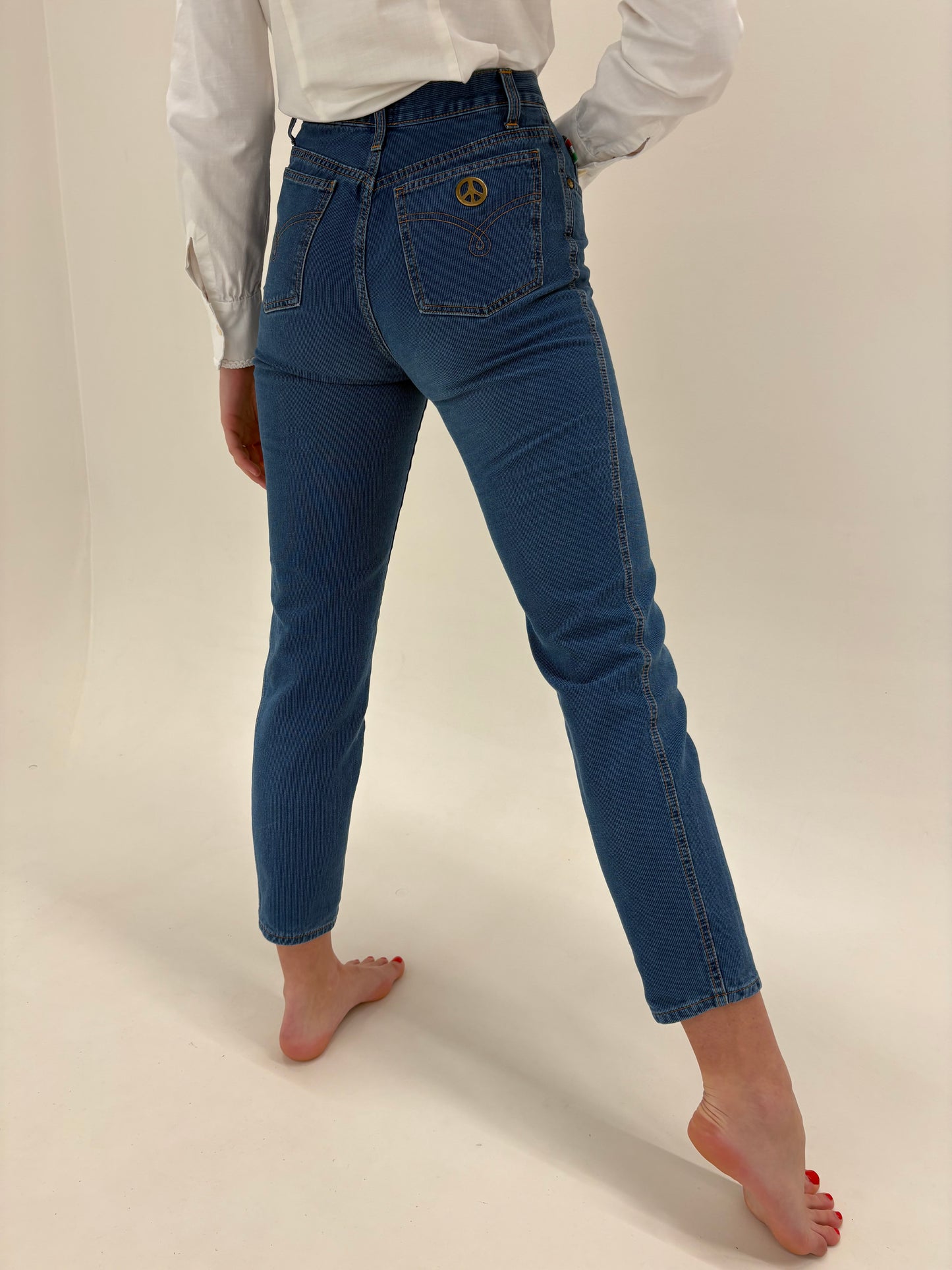 Jeans vintage Moschino cu talie ultra înaltă petite