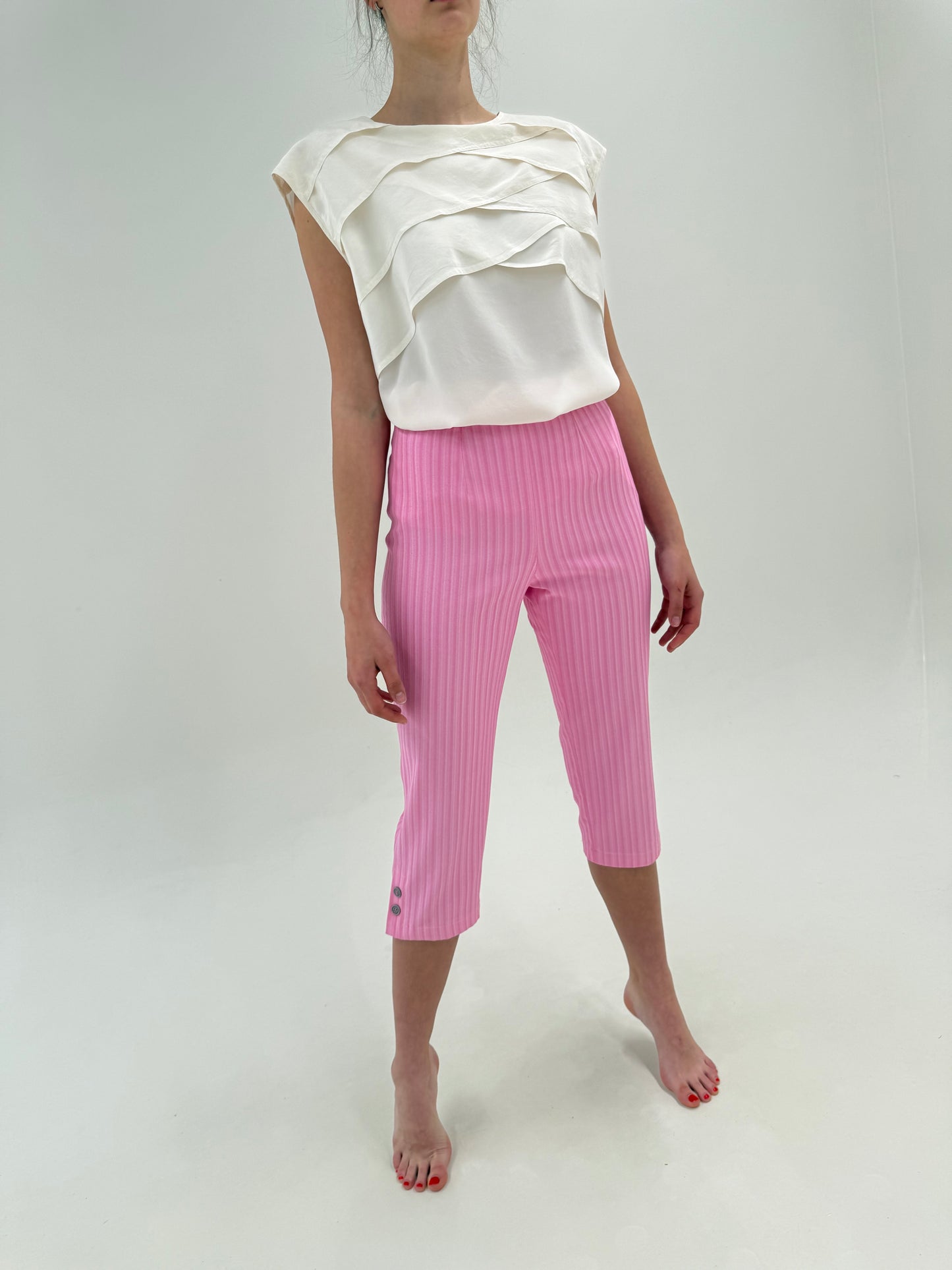 Pantaloni premium italienesti tailored capri super în trend cu talie înaltă