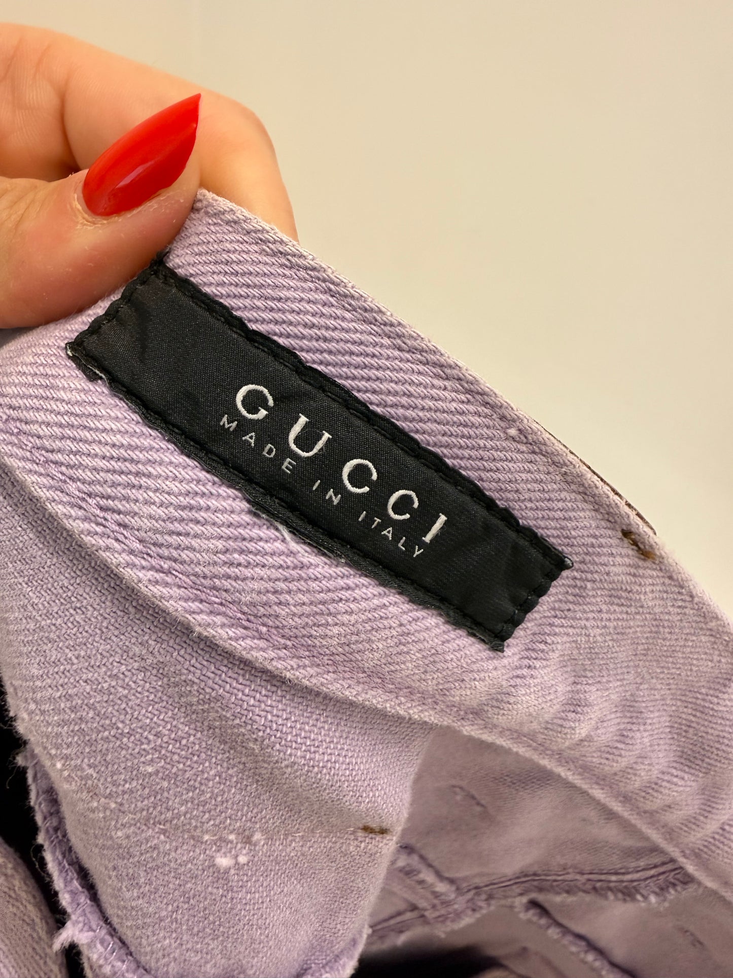 Jeans Gucci lavender de vară in croi clasic