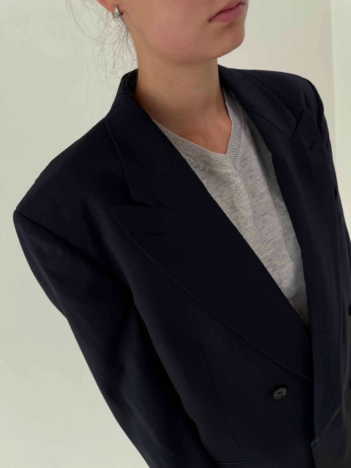 Sacou Missoni tall din lana excepțională Navy blue cu închidere dublă