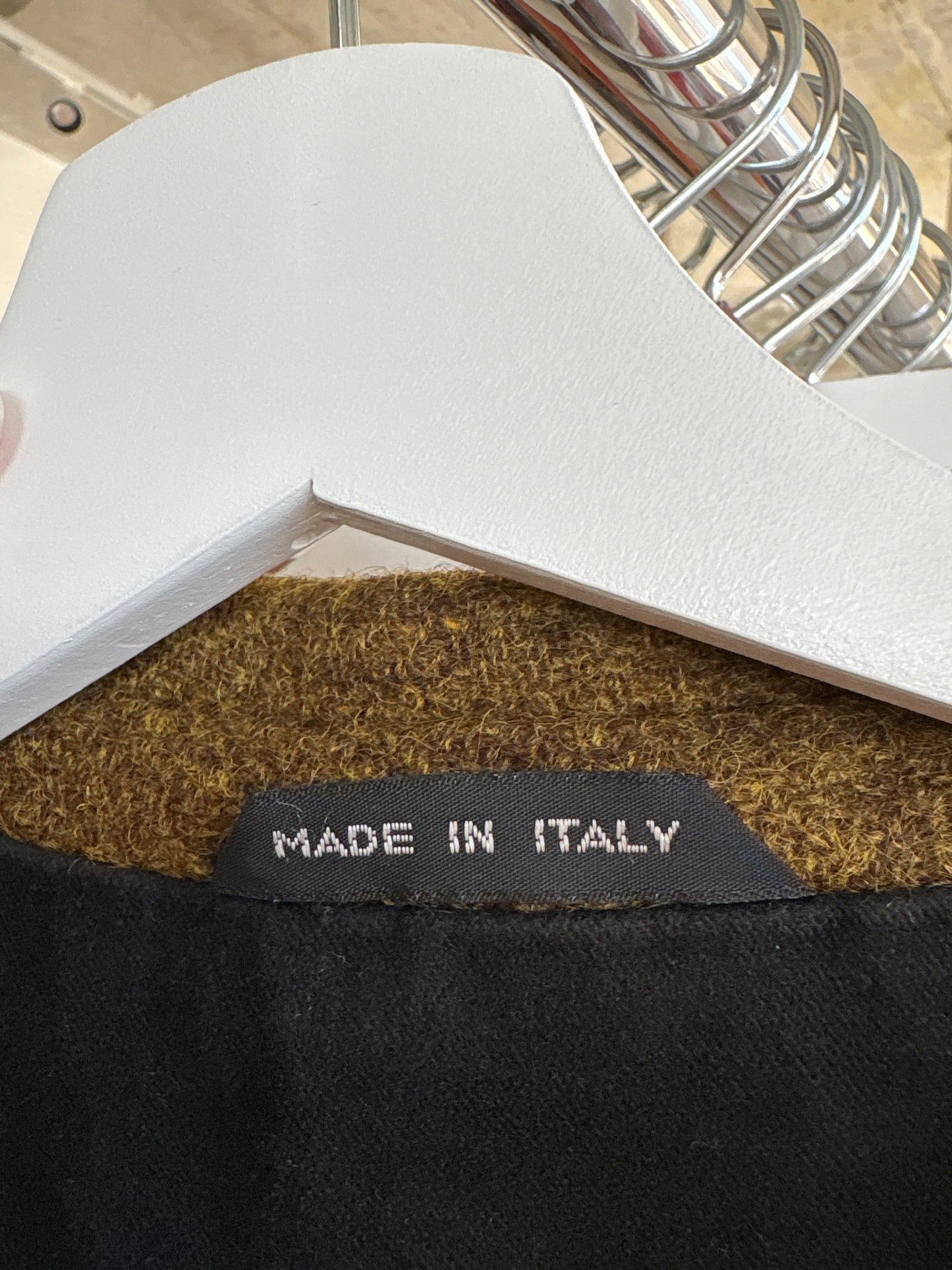 Sacou high end italian din tweed de lana mustard green