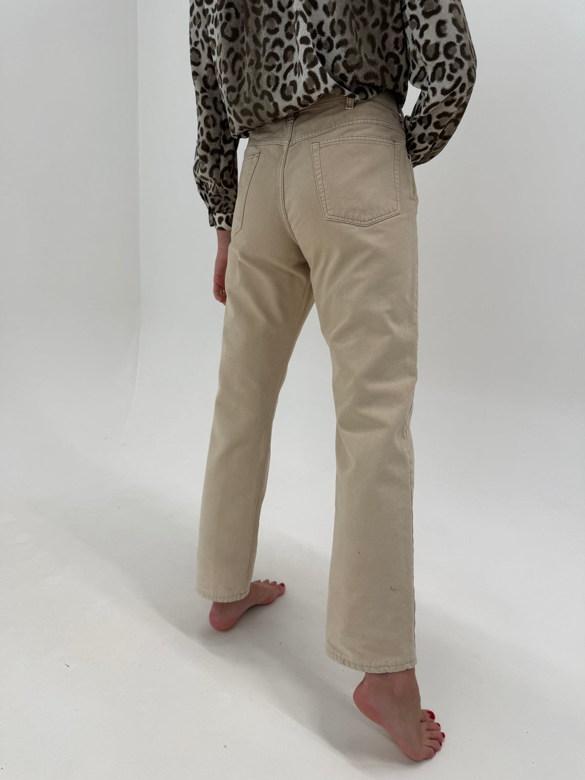 Pantaloni Burberry camel din heavyweight cotton canvas in croi clasic