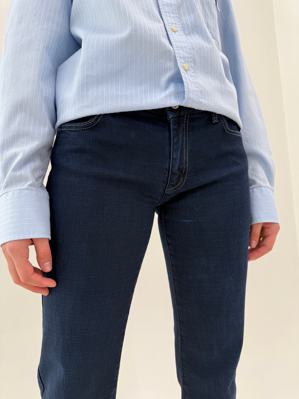 Jeans Armani petite indigo wash din bumbac ultra confort modelator straight leg