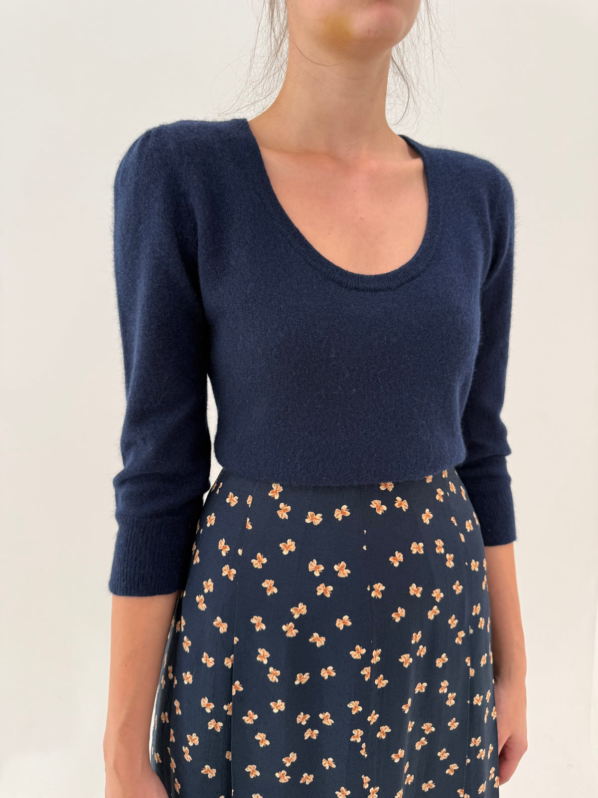 Pulover din cașmir în croi feminin petite Navy blue