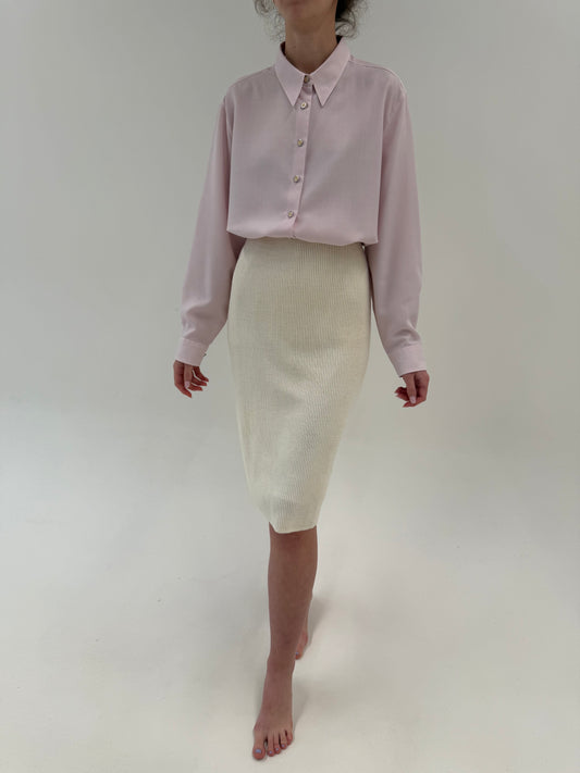 Fustă butter white din tricot de lana extrafina