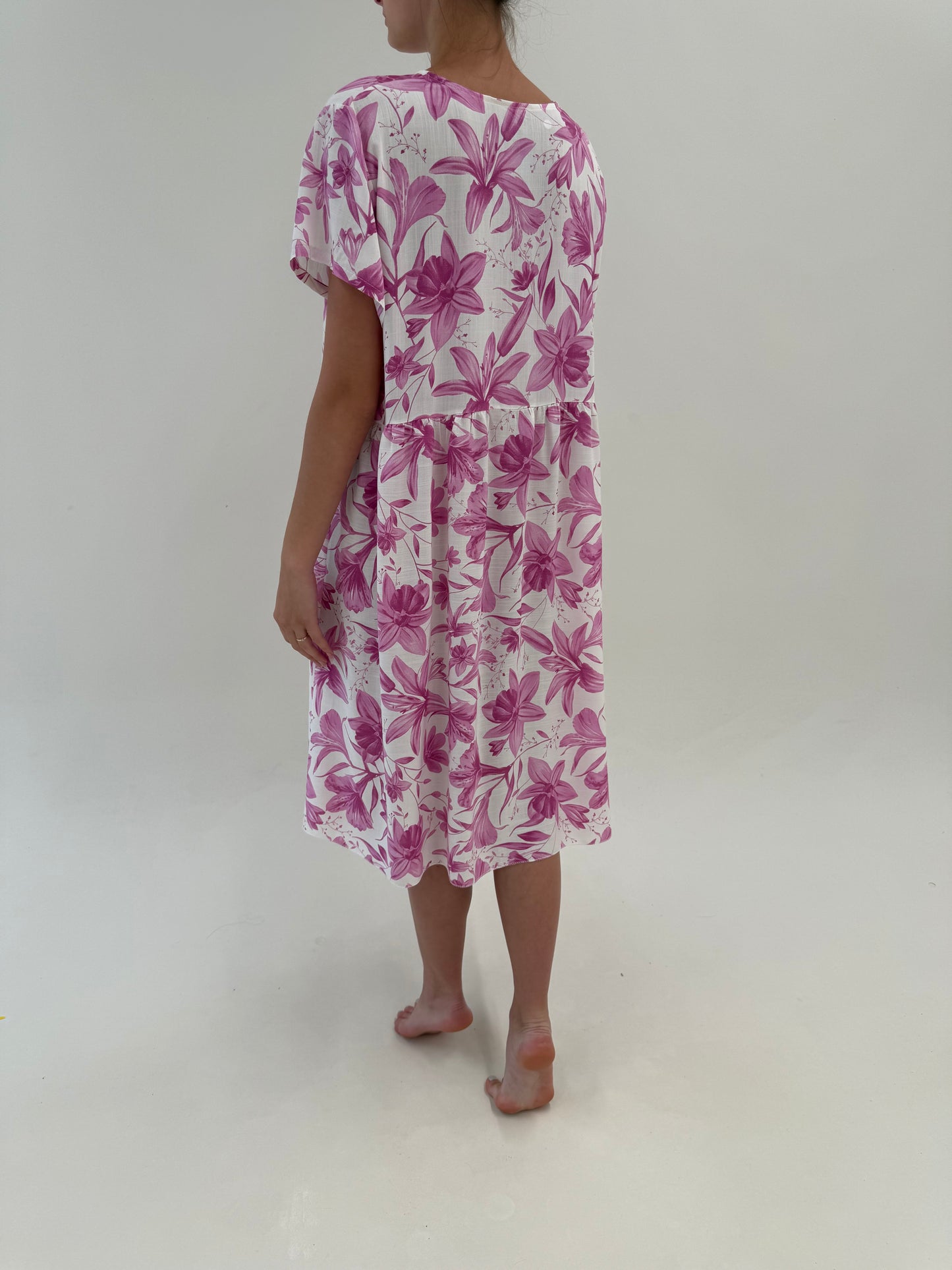 Rochie italiană nouă cu etichetă în croi lejer din pânză premium cu  print floral