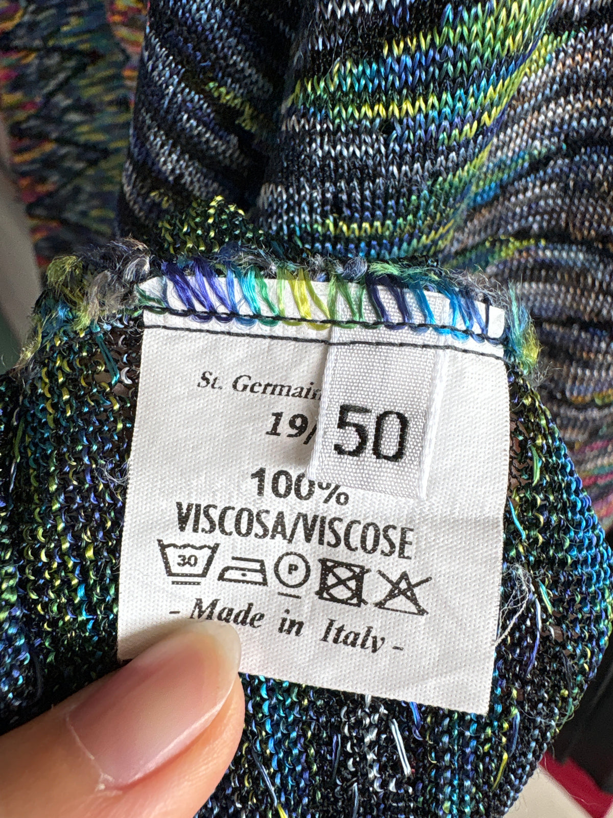 Top vintage polo italian în stil Missoni din jerse curcubeu superb