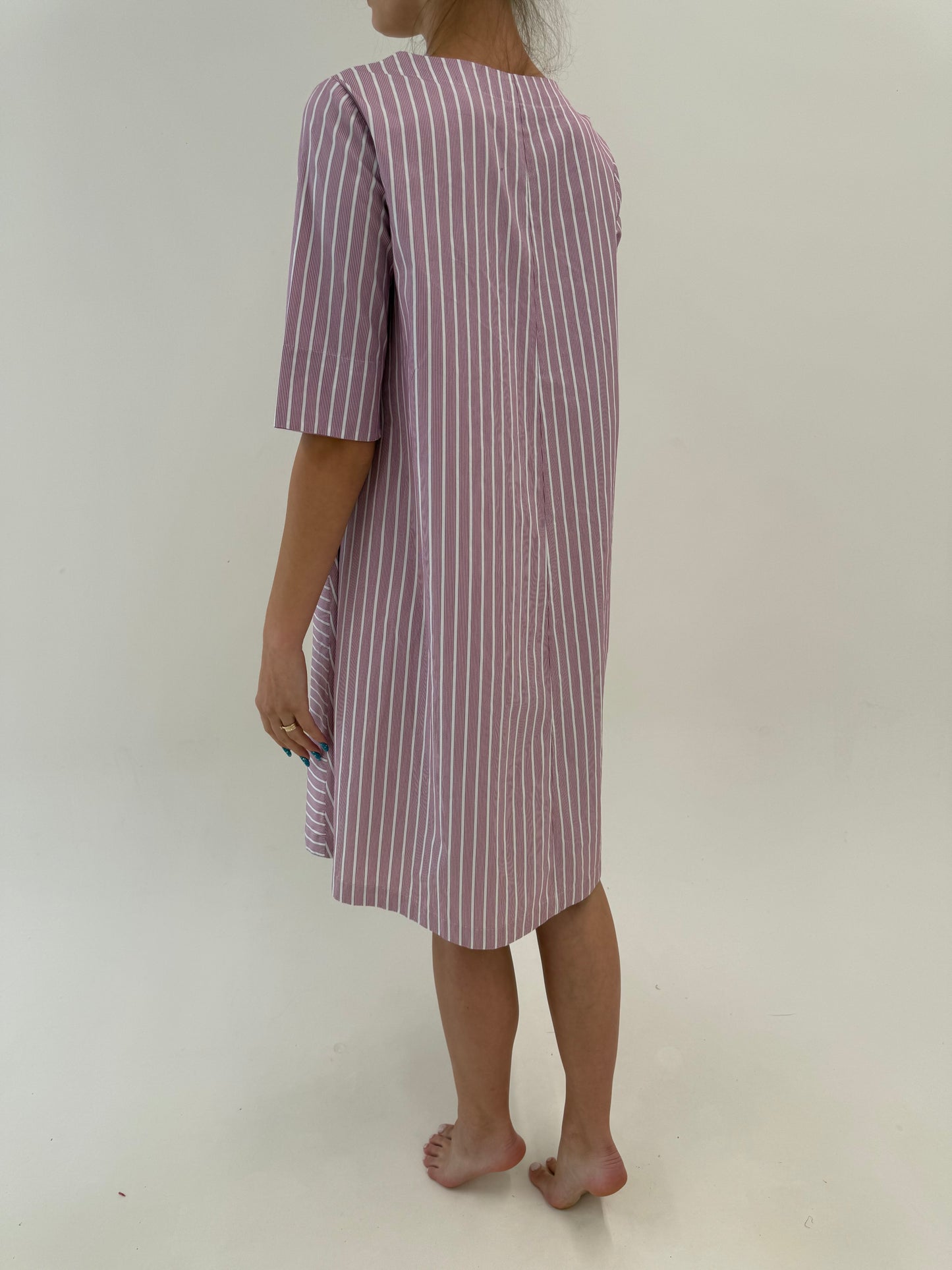 Rochie de brand super premium italian în croi actual din poplin de bumbac în dungi