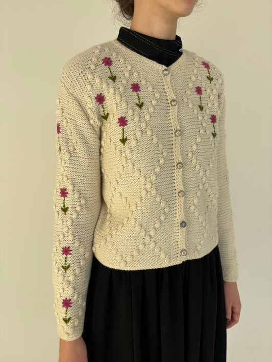 Cardigan vintage bijuterie butter nude gros brodat manual