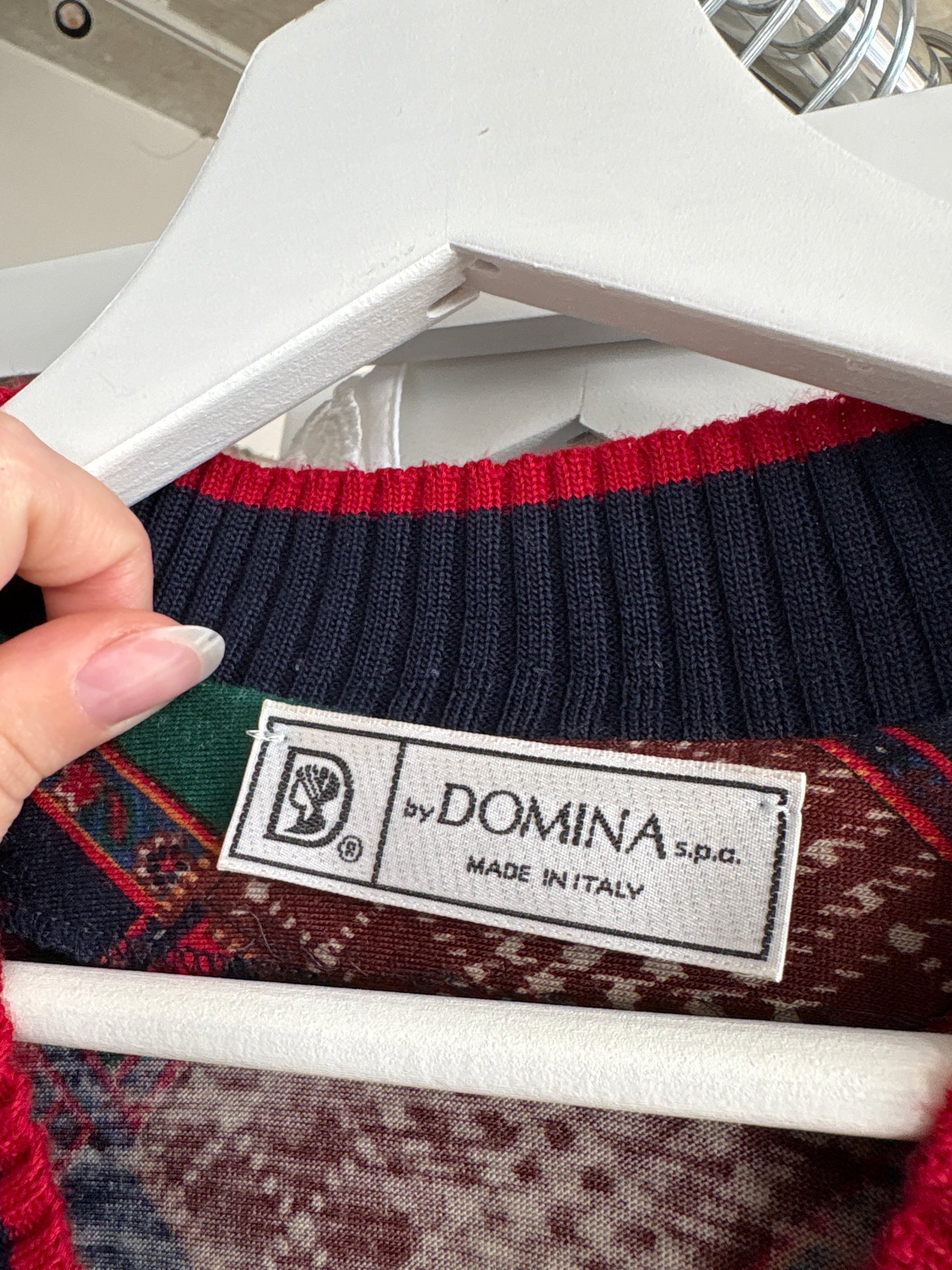 Bluză vintage petite italiană din lana extrafina cu print