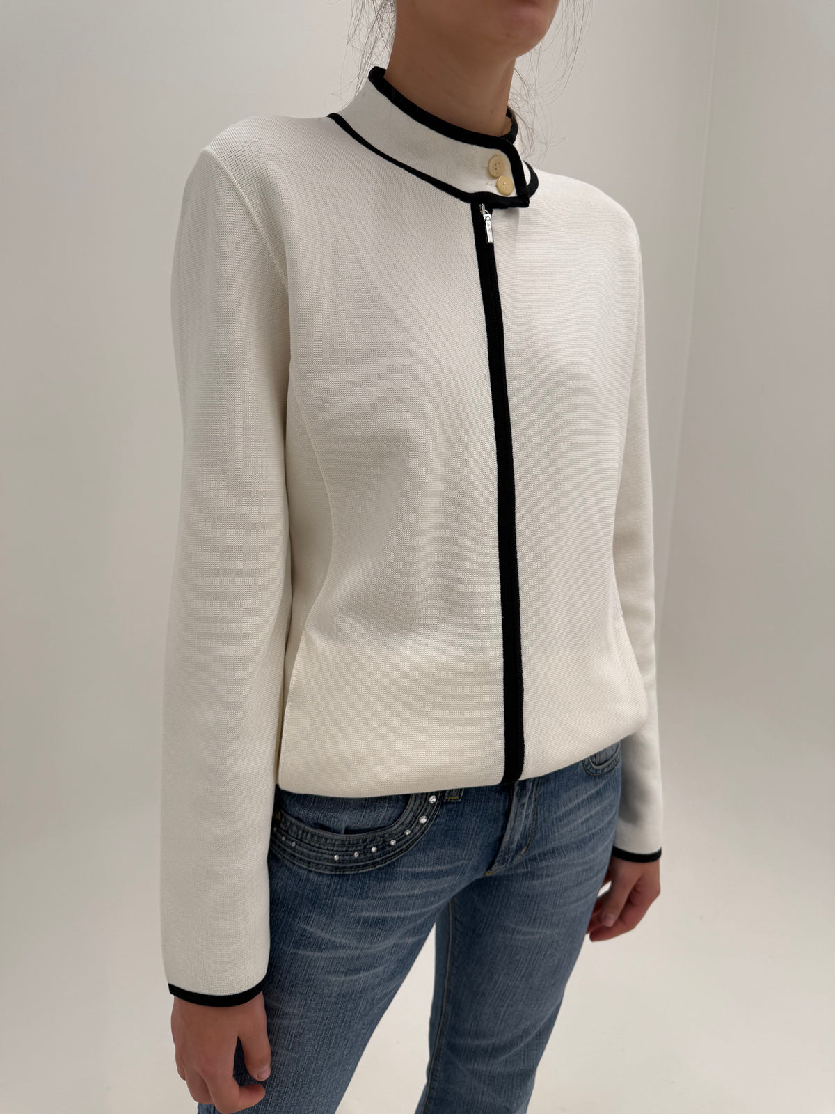 Jacheta luxury Marina Rinaldi în croi minimalist actual din bumbac Filo di Scozia