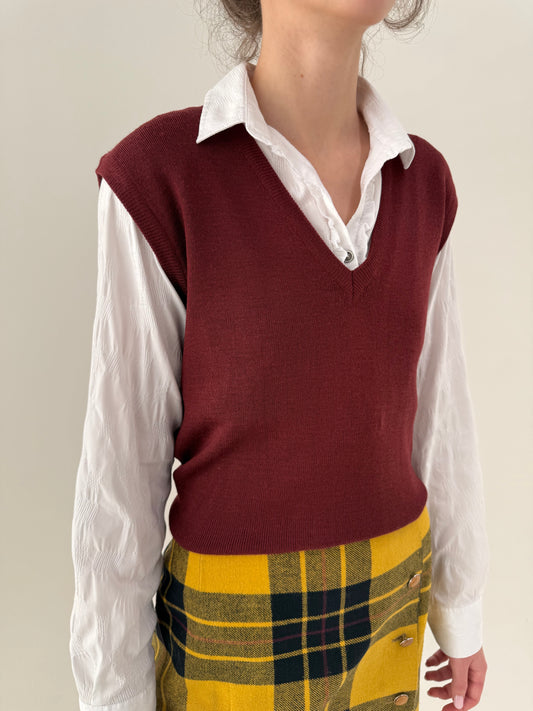 Vestă / top Marsala red din lana extrafina