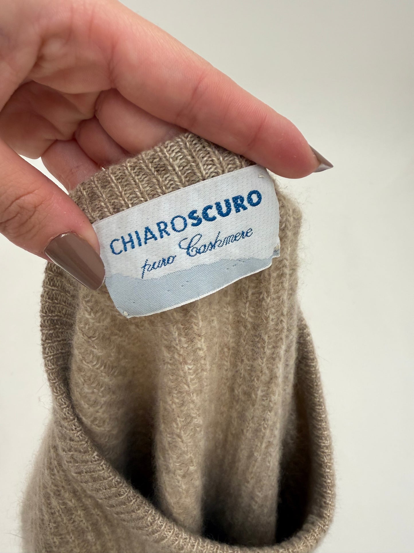 Pulover din cașmir gros ultra luxury italian camel melanj