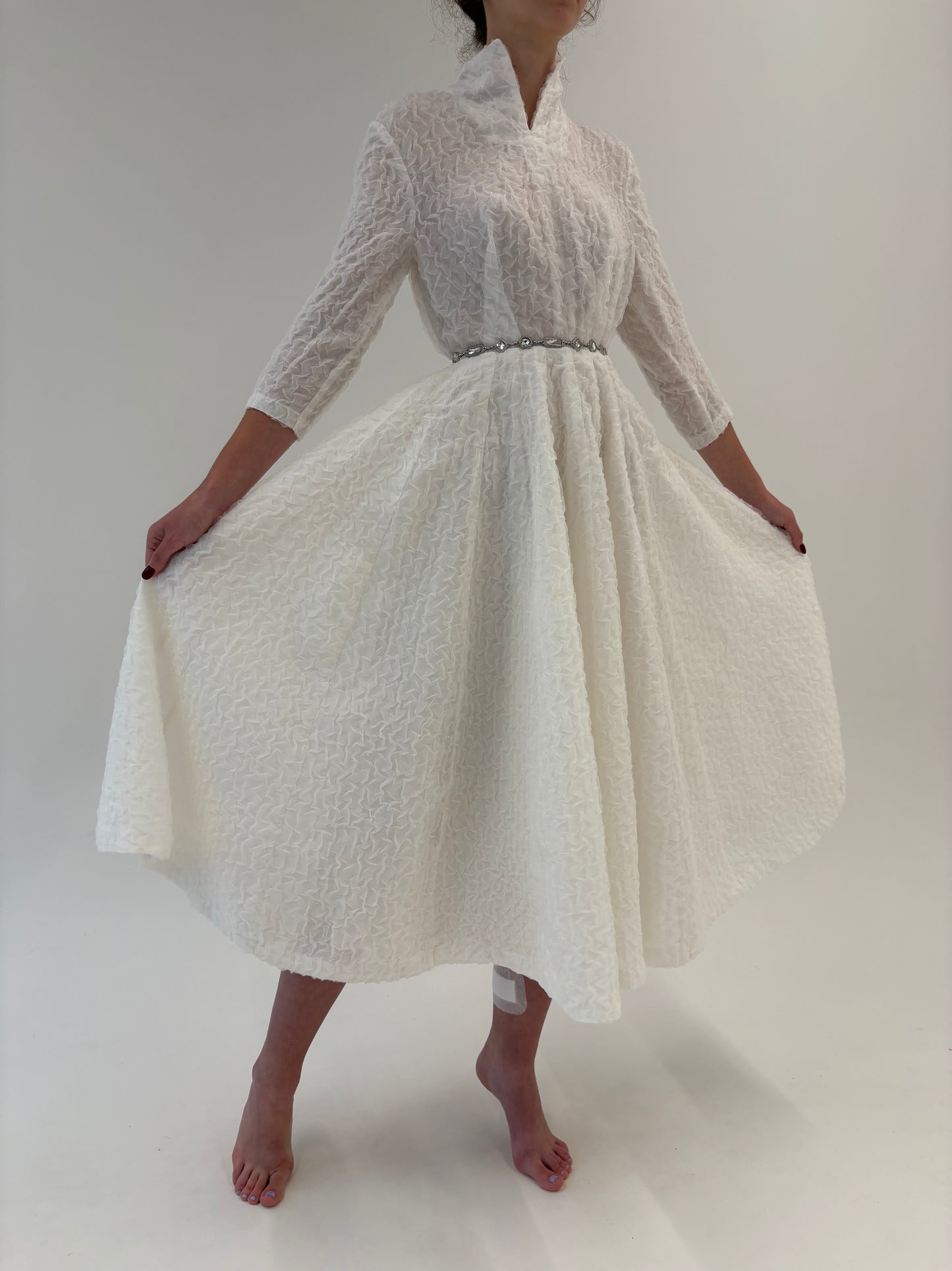 Rochie old vintage de ceremonie de colecție în croi de ani 50