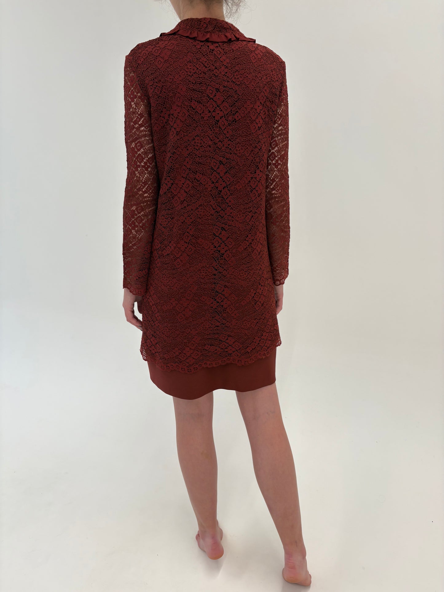 Rochie Old vintage anii 60 de colecție din dantelă plină guipure în culoare superbă
