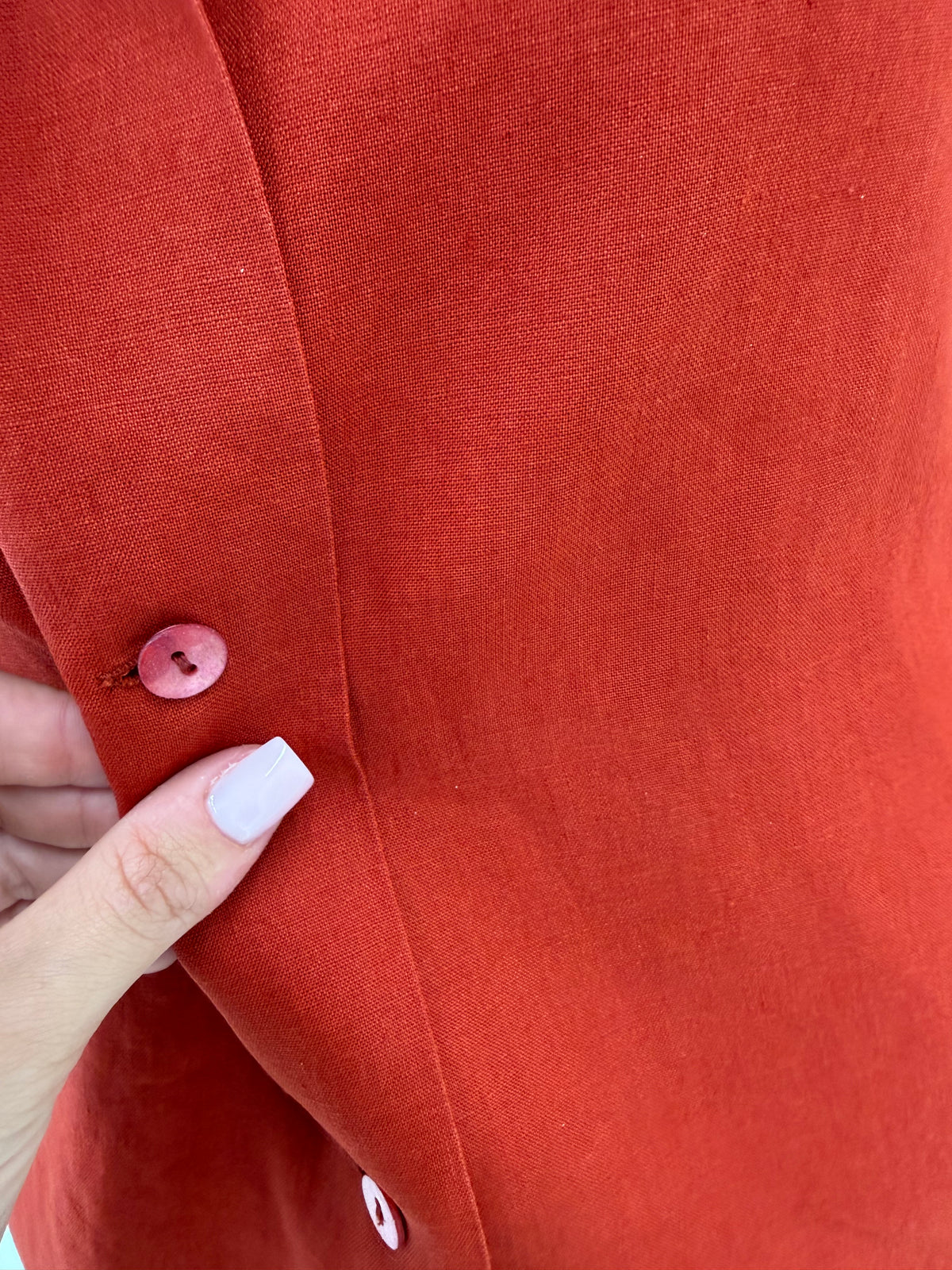 Cămașa Max Mara burnt orange din in excepțional în croi clasic