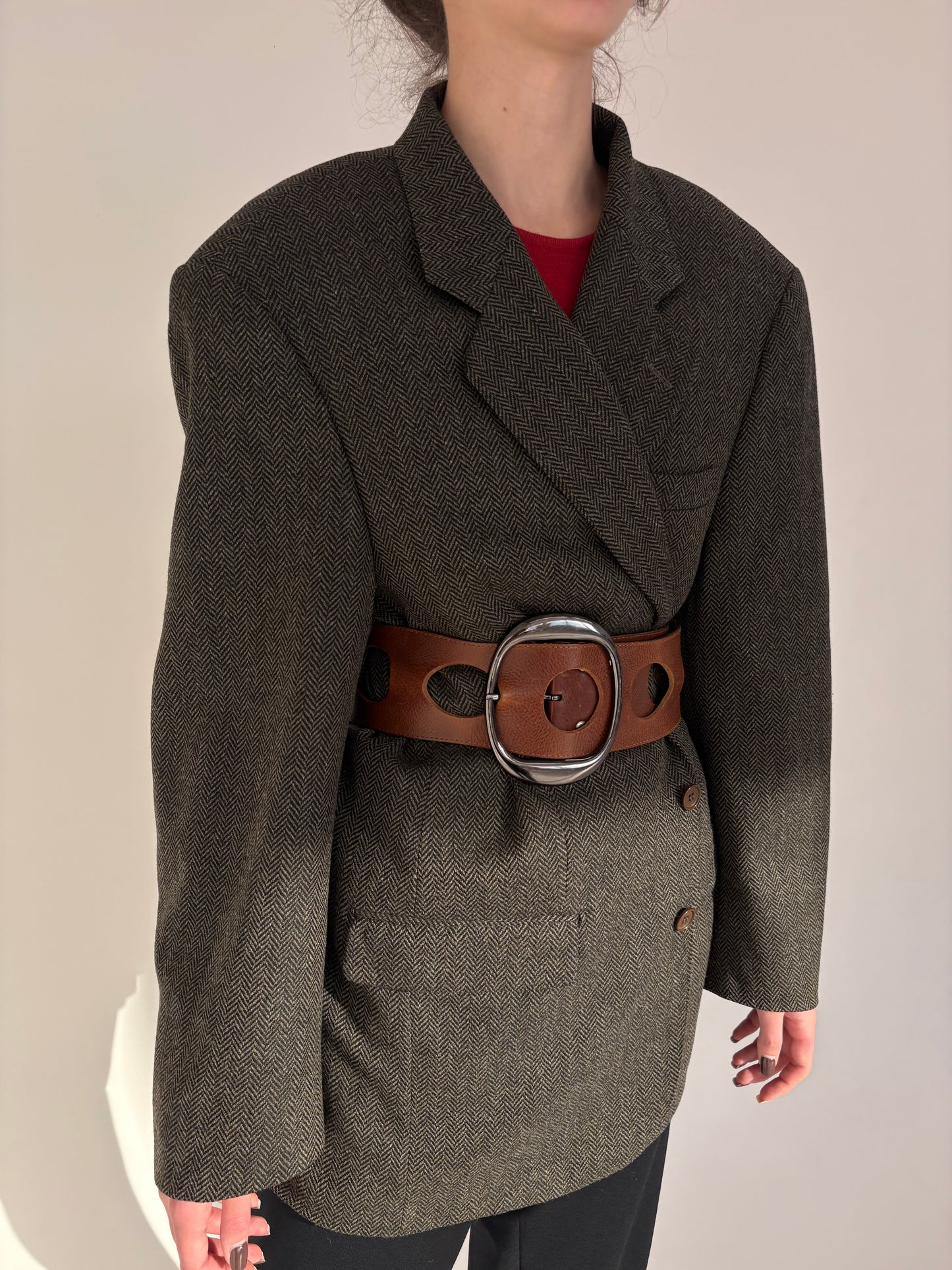 Sacou Italian din tweed chevron din cașmir și lana extrafina