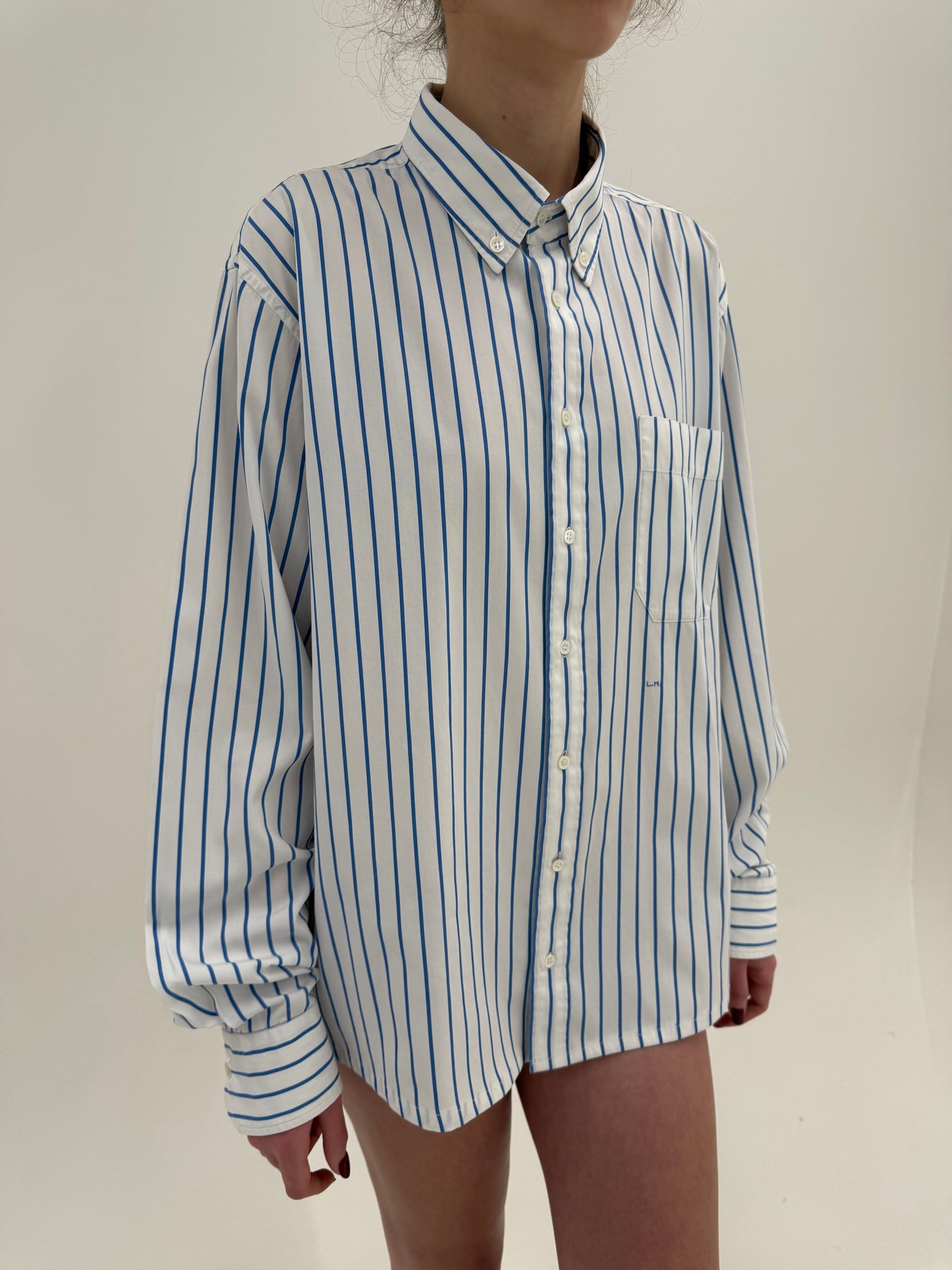 Cămașa high end italiană din bumbac egiptean cu dungi albastre