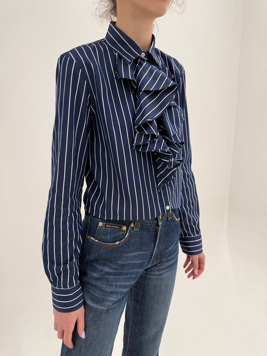 Cămașa Ralph Lauren cu jabou și dungi fine verticale în croi ușor cambrat