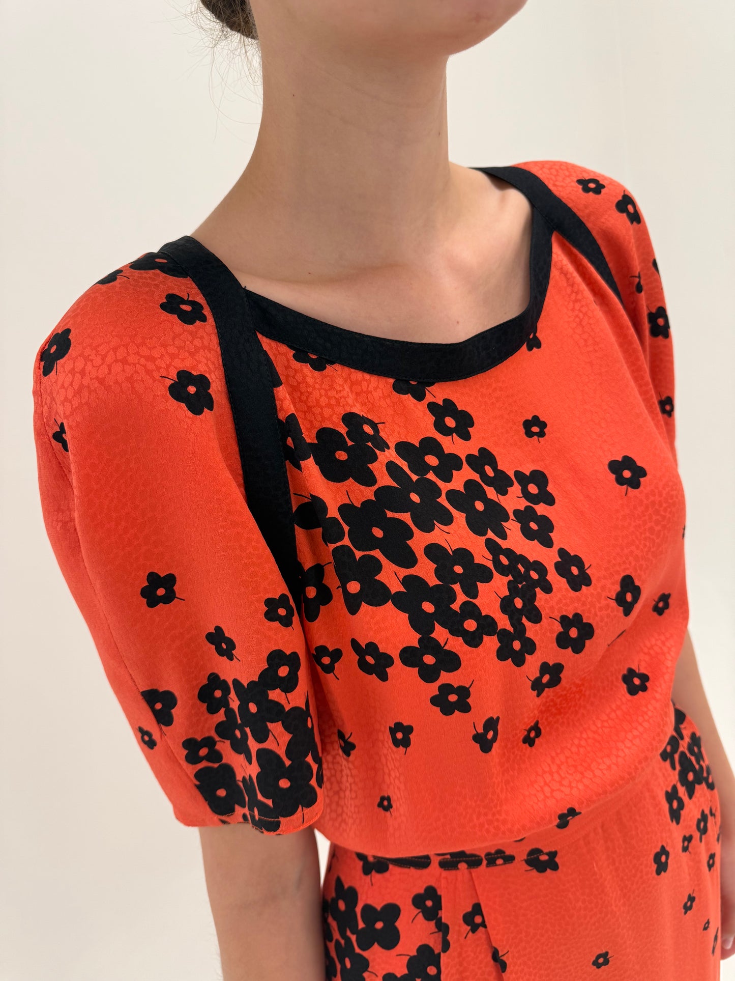 Rochie Valentino vintage din mătase natyala cu talie ultra înaltă marcată