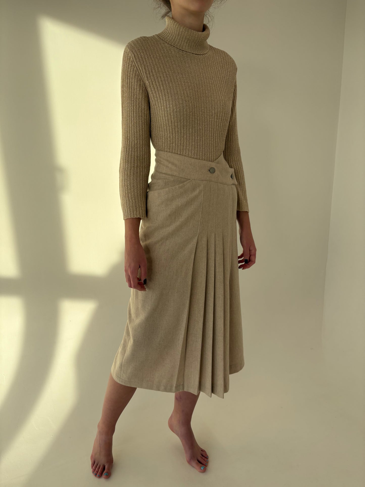 Fustă de designer luxury vintage Claude Montana în croi elaborat