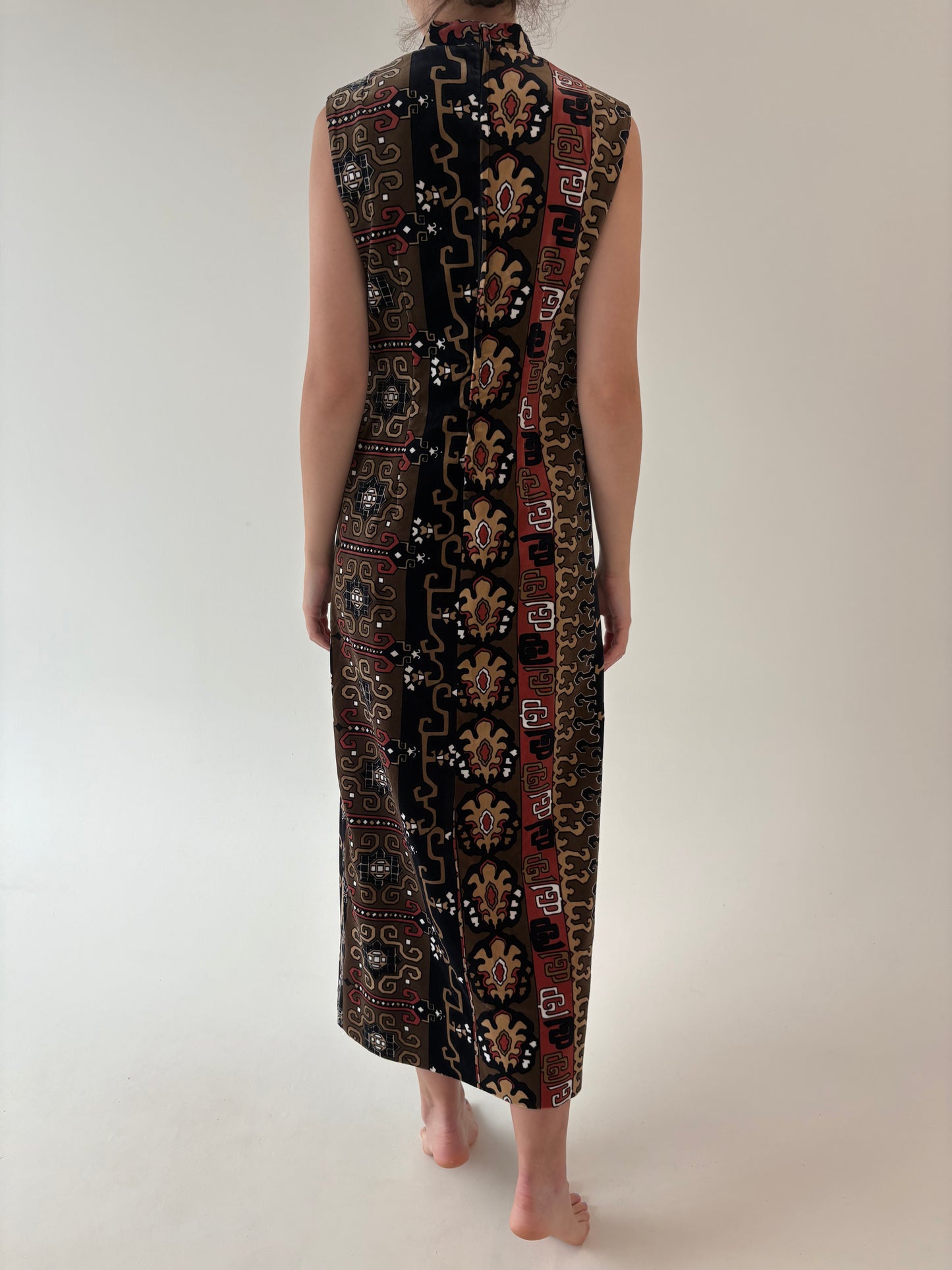 Rochie maxi old vintage anii 60 de colecție din catifea
