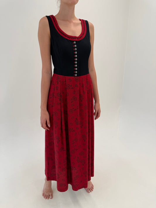 Rochie maxi din pânză grea de in cu corsaj