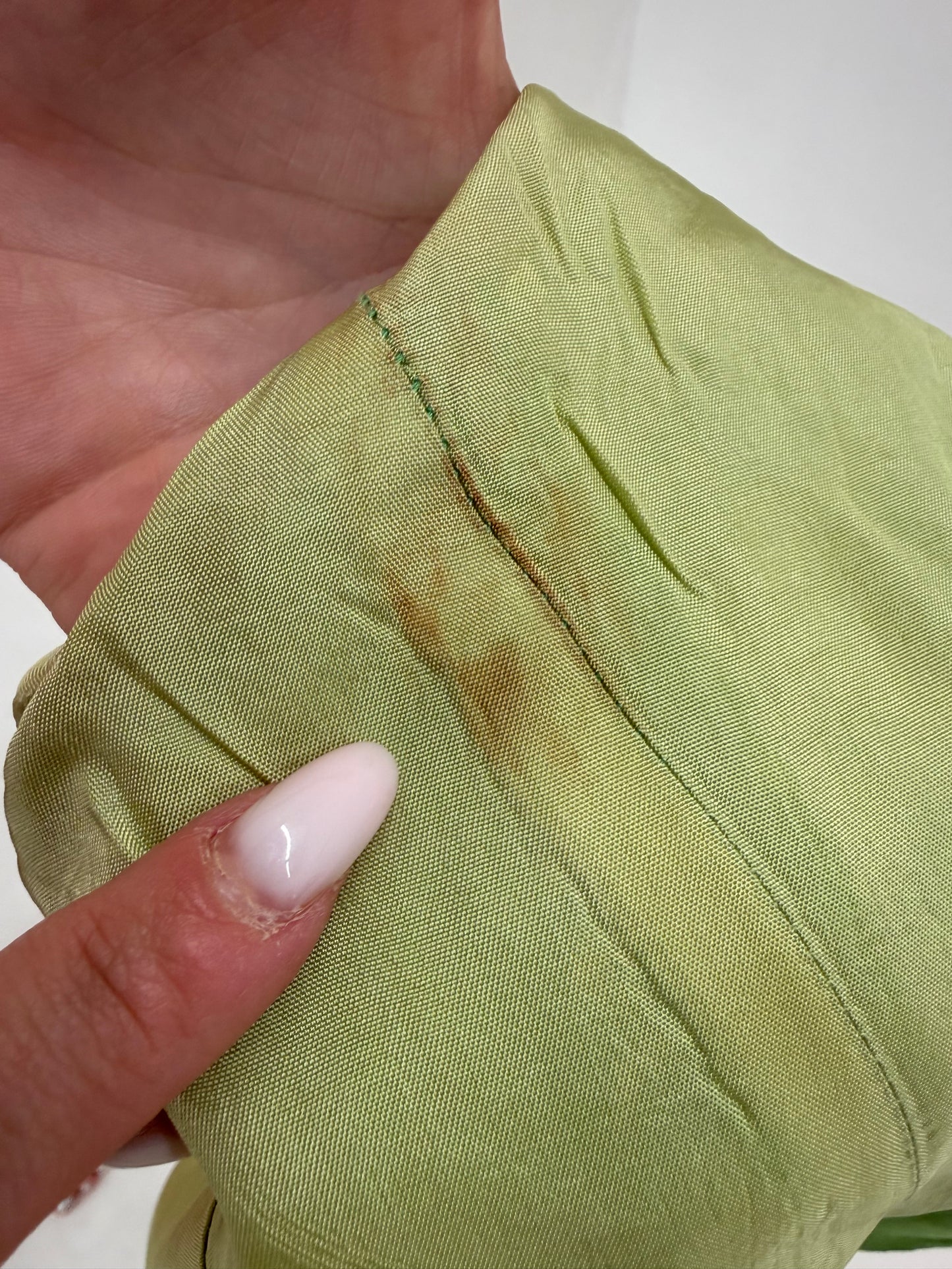 Sacou verde crud vintage din in în croi cambrat cu nasturi îmbrăcați