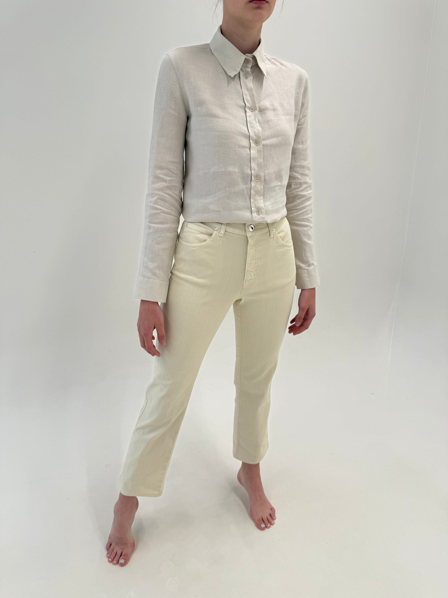Pantaloni Armani vintage light nude din bumbac ultra confort modelator
