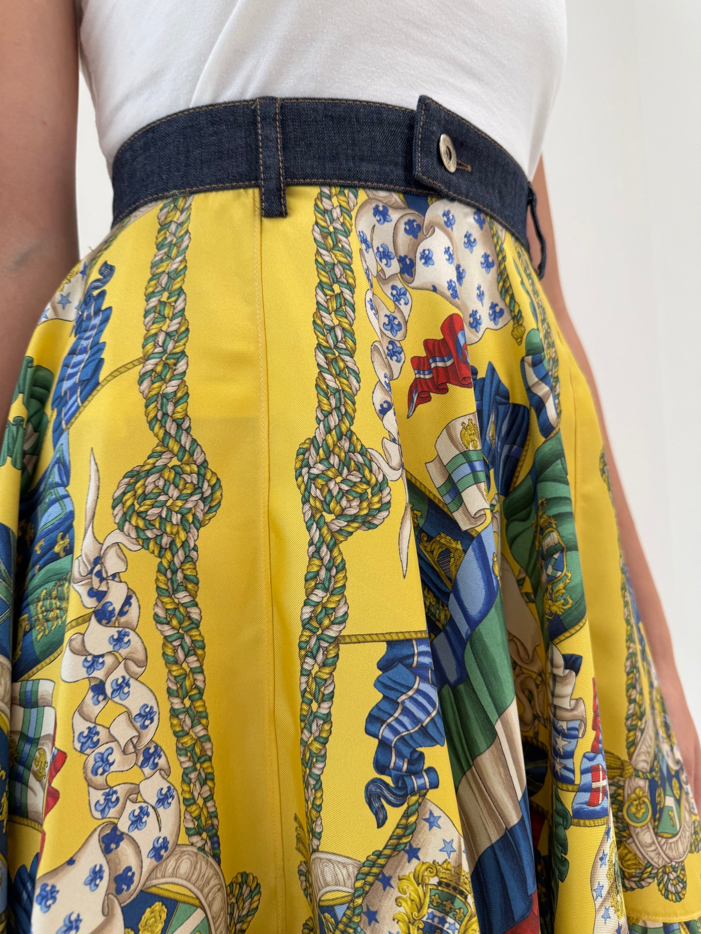 Fustă Dolce&Gabbana din twill de mătase naturală cu talie ultra înaltă