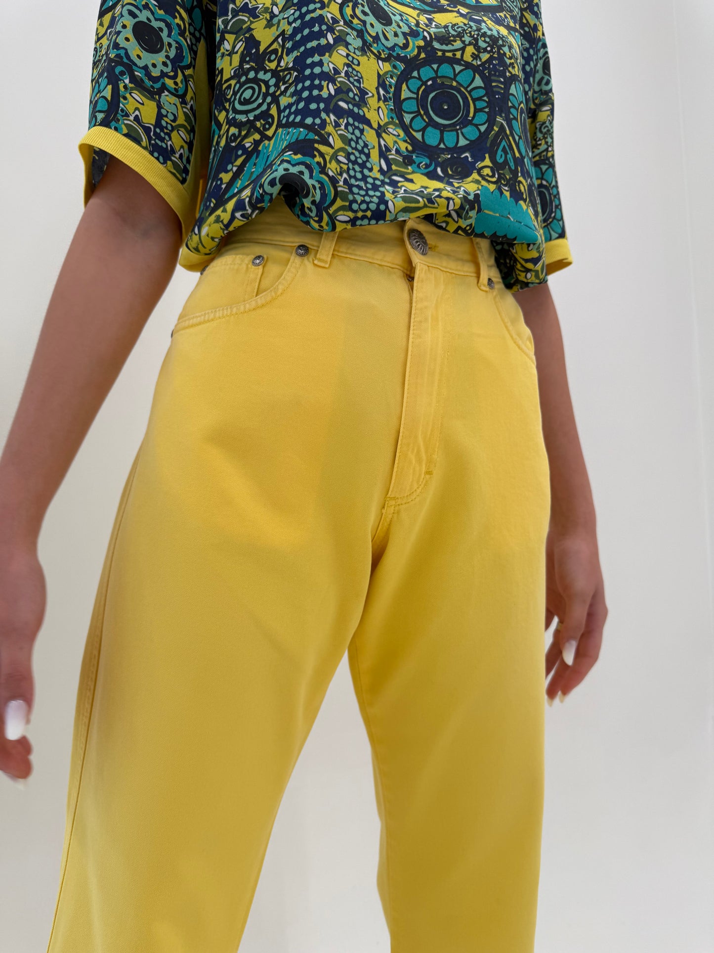 Pantaloni vintage tall Versace mom fit în culoare superbă cu talie ultra înaltă