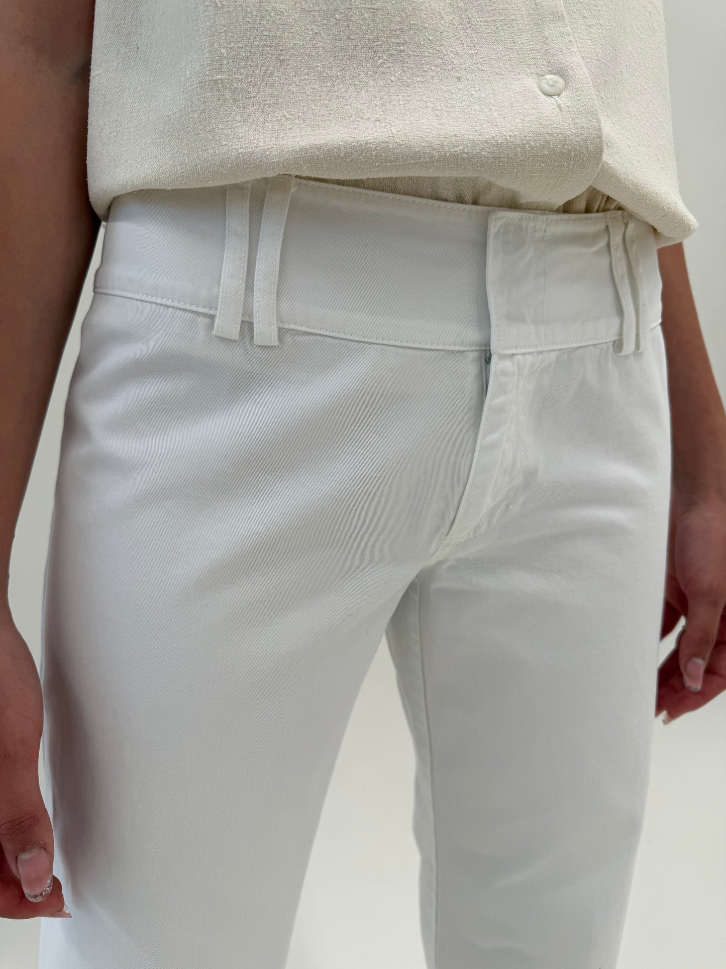 Pantaloni Max Mara off white apre palazzo din bumbac structurat