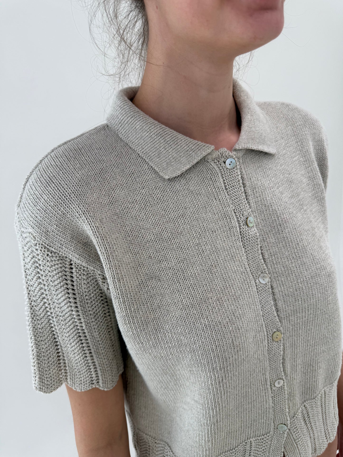 Top polo din jerse premium de bumbac grej
