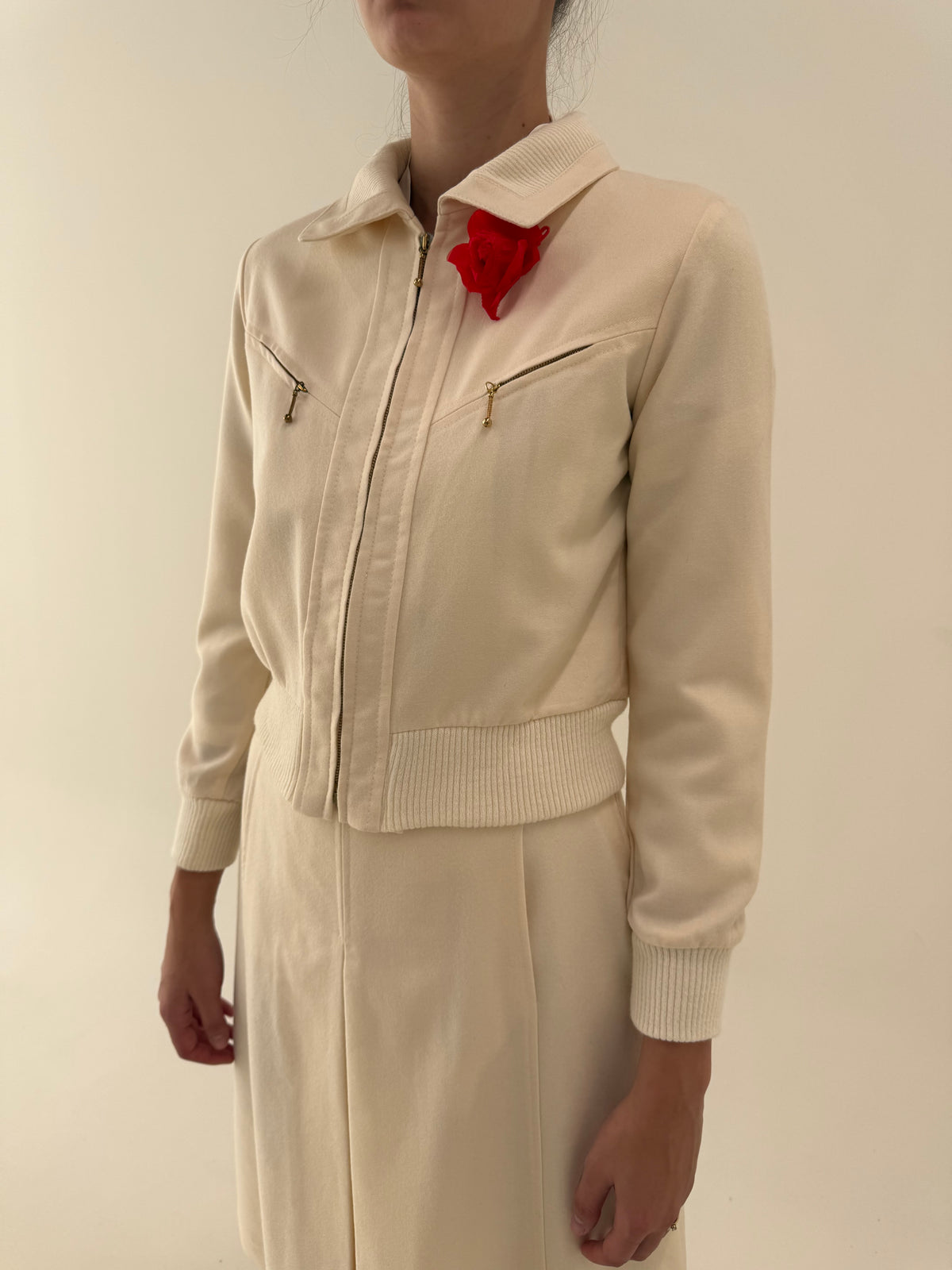 Deux piece vintage excepțional în stil Chloe vintage din lana extrafina