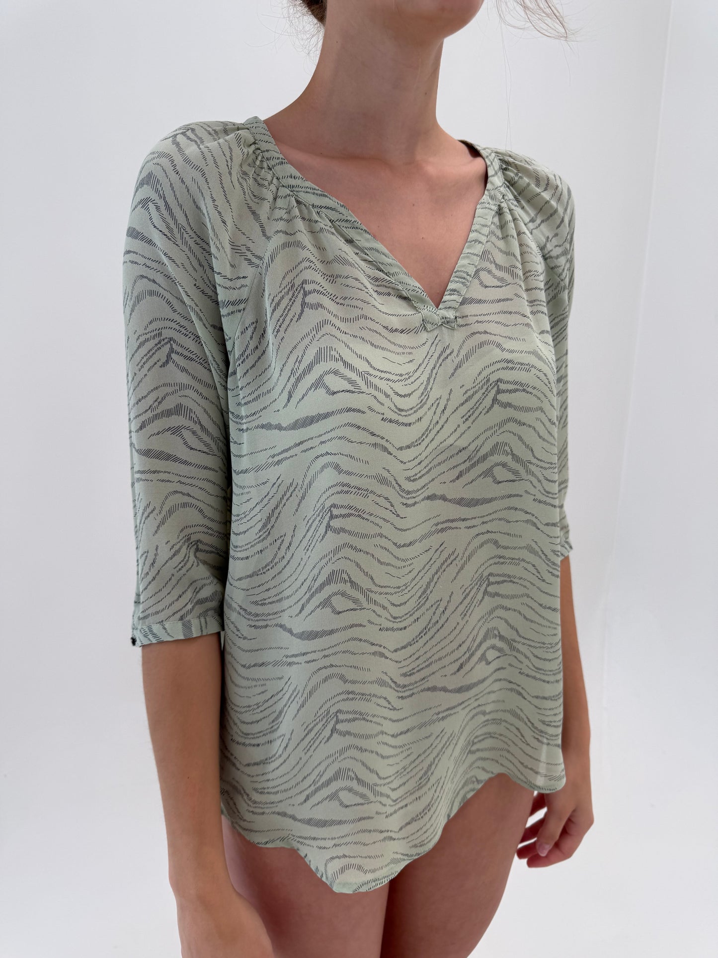 Tunica din mătase naturală Lightning pistachio green