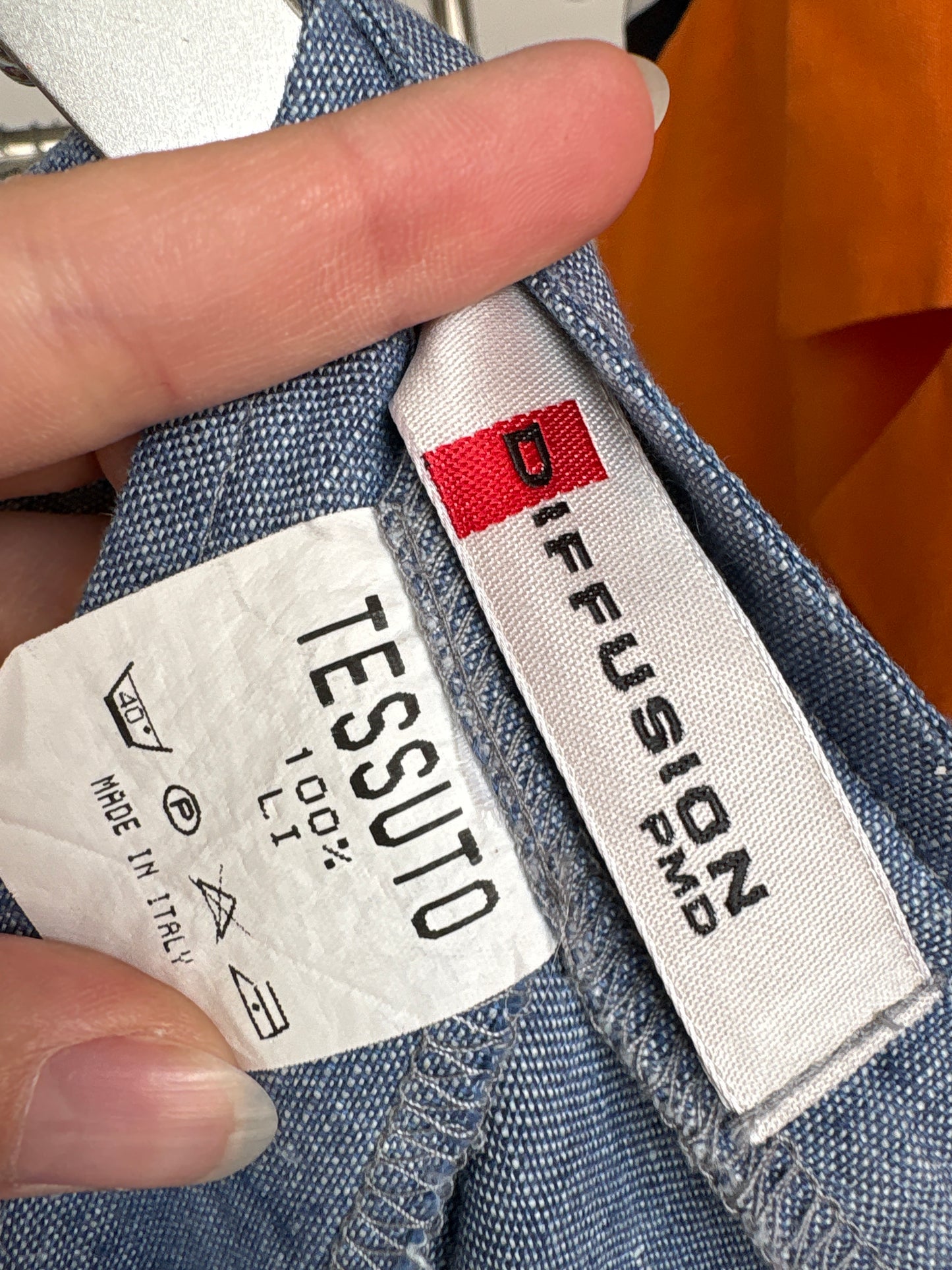 Pantaloni tall din in în croi evazat italiniesti jeans blue