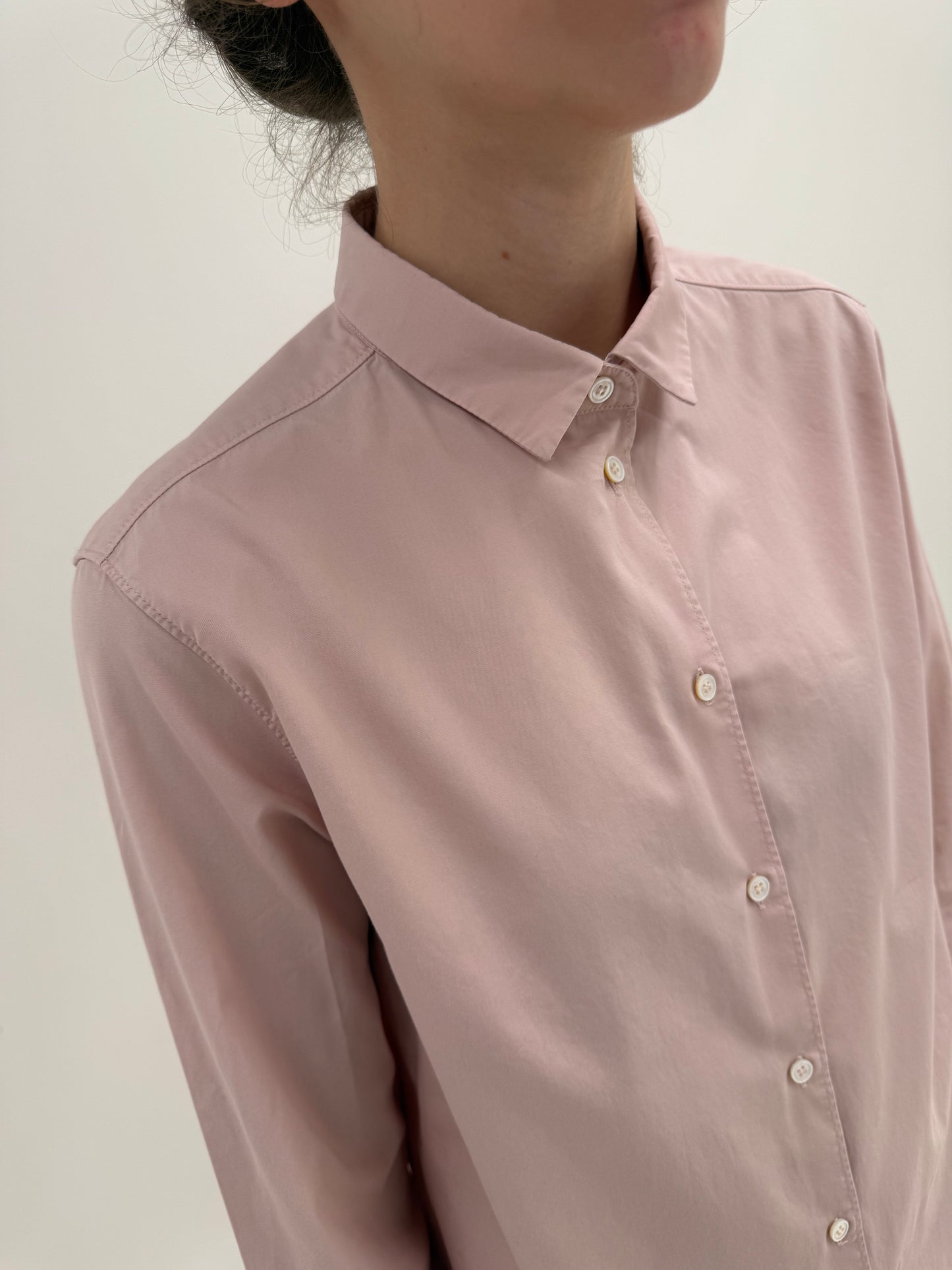 Cămașa Max Mara petite powder pink din poplin de bumbac