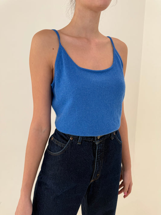 Top albastru ciel din cașmir