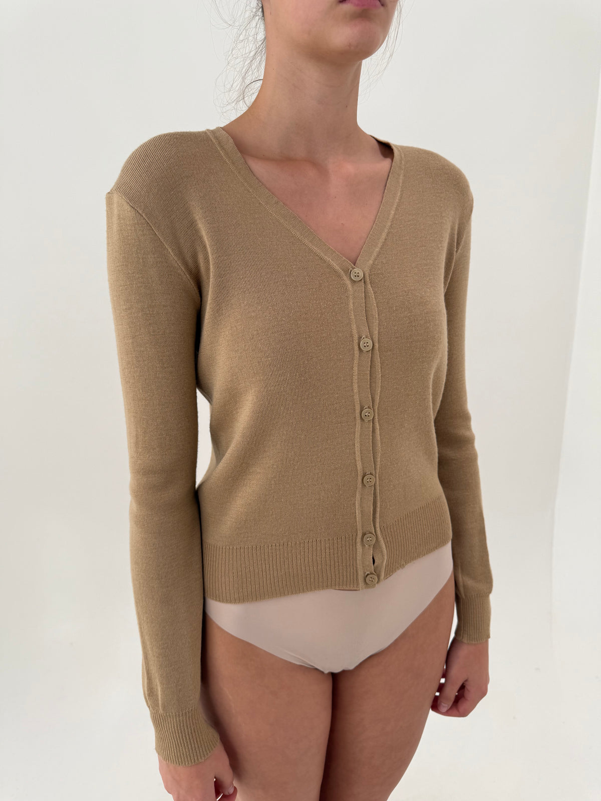Cardigan camel Stefanel din lana extrafina