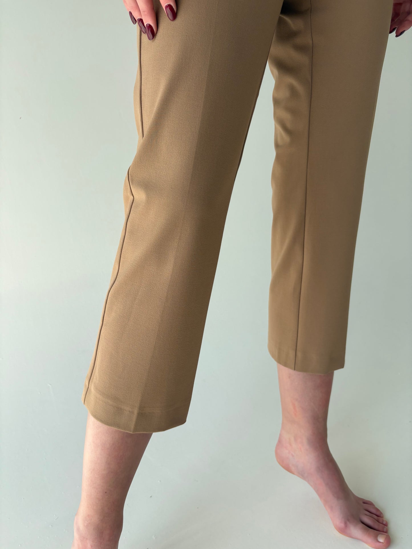 Pantaloni camel premium din stofita ușor modelatoare