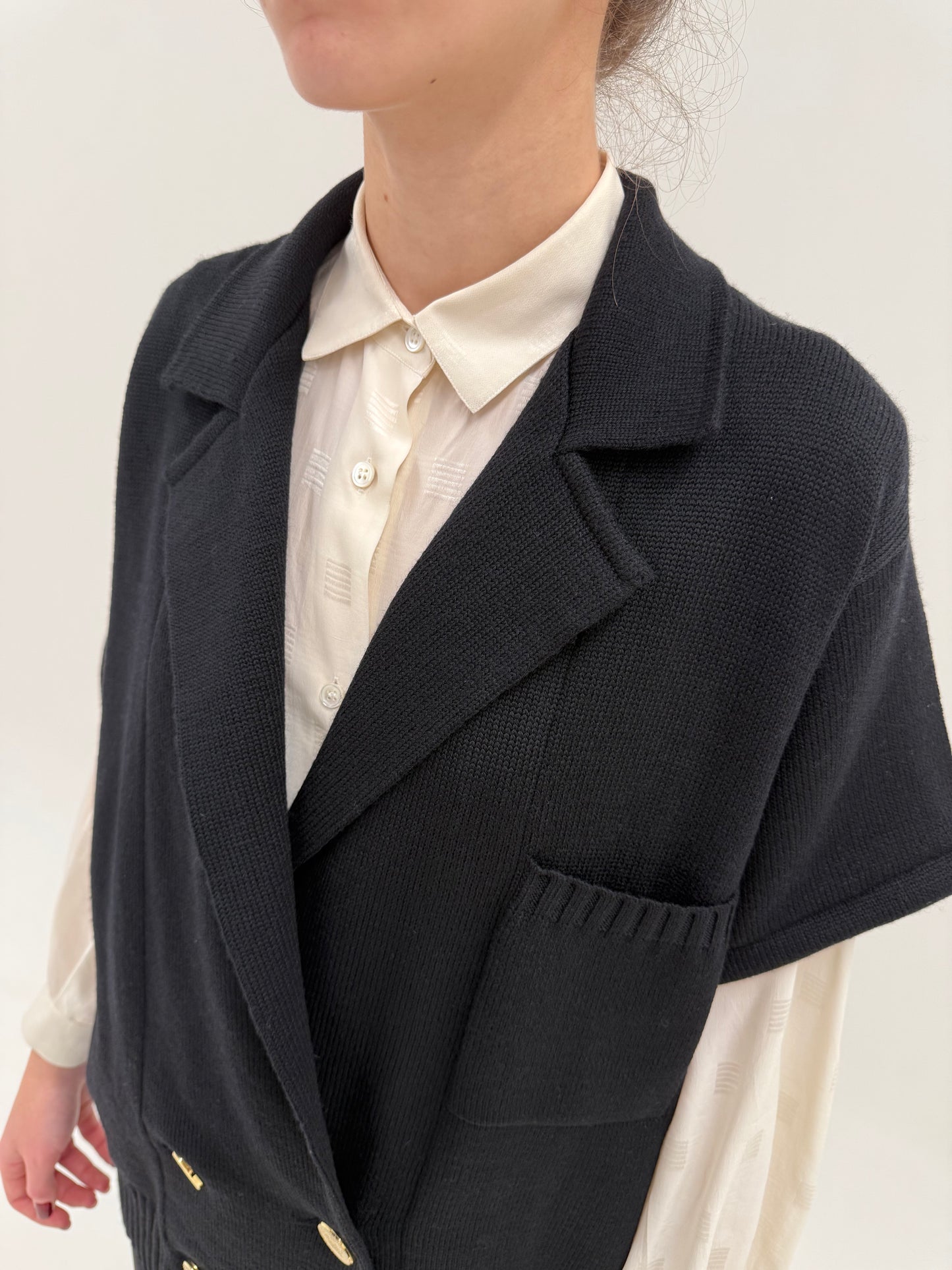 Cardigan negru de brand luxury Luisa Spagnoli din lana merino extrafina