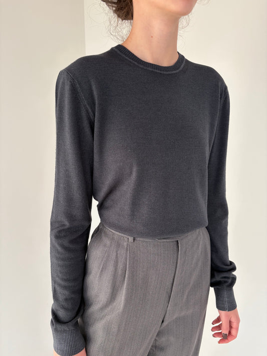 Pulover steel gray din lana extrafina de gramaj mare