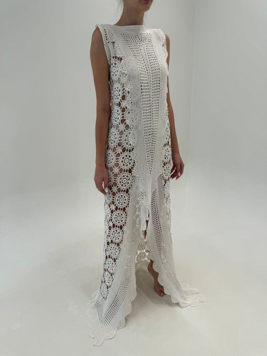 Rochie spectaculoasă maxi tall din macrame lucrat manual