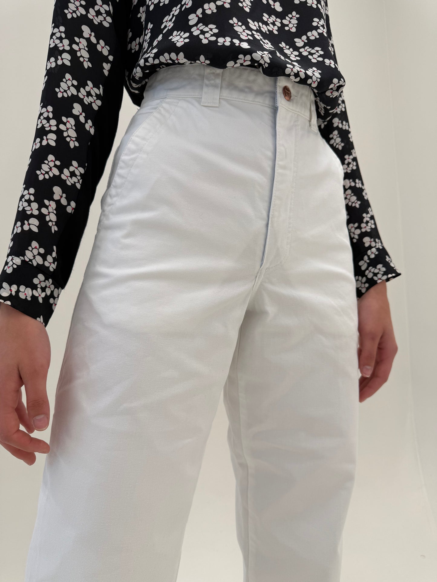 Jeans tall Valentino de vară din de bumbac cu talie extrem de înaltă